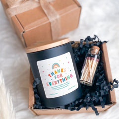 Thanks for Everything Candle with Your Text Includes Gift Box & Matches Gift for Her Him Mum Nanny Friend Nurse Doctor Teacher Appreciation happyinky