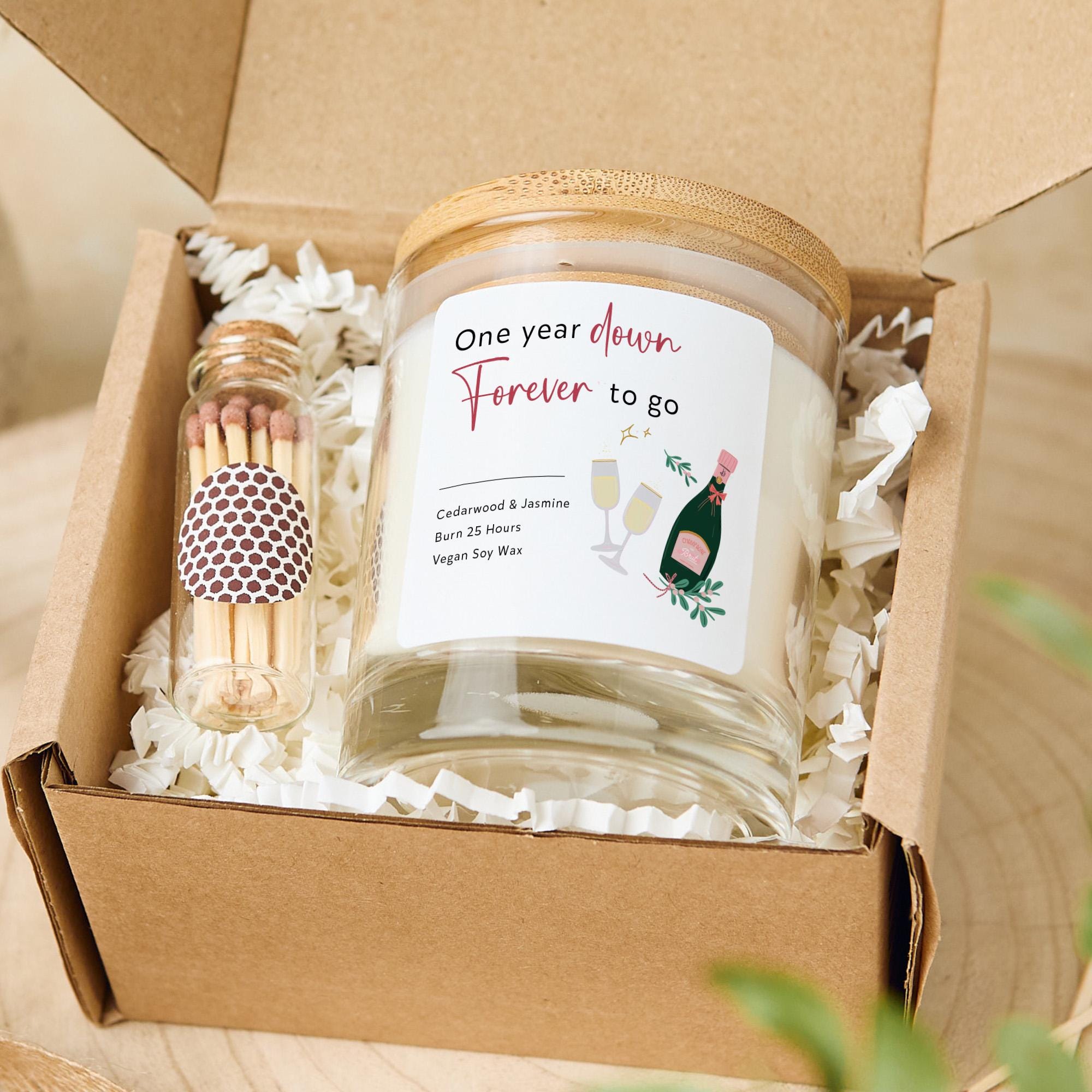 Anniversary Candle Gift for Wife Girlfriend One Year Down Forever to Go Husband Boyfriend Couple First Wedding Anniversary Keepsake
