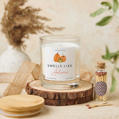 Autumn Candle Gift for Her Cosy Pumpkin Home Decor with Bamboo Lid Relaxing Gift for Friend Mum Wife