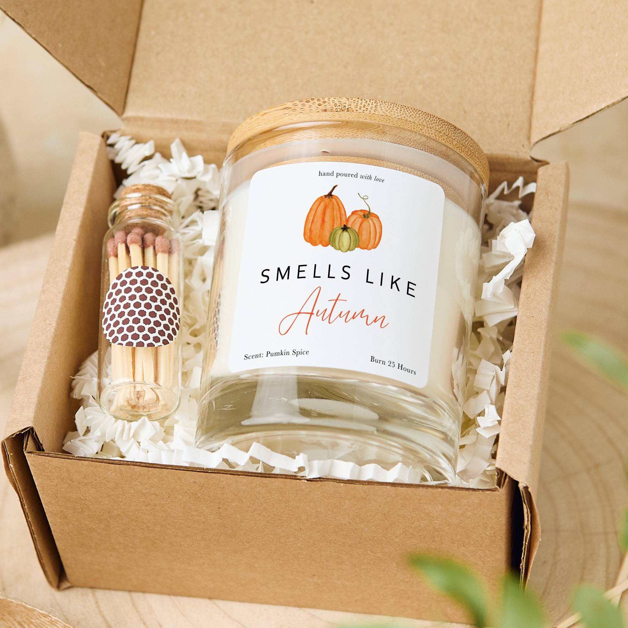 Autumn Candle Gift for Her Cosy Pumpkin Home Decor with Bamboo Lid Relaxing Gift for Friend Mum Wife