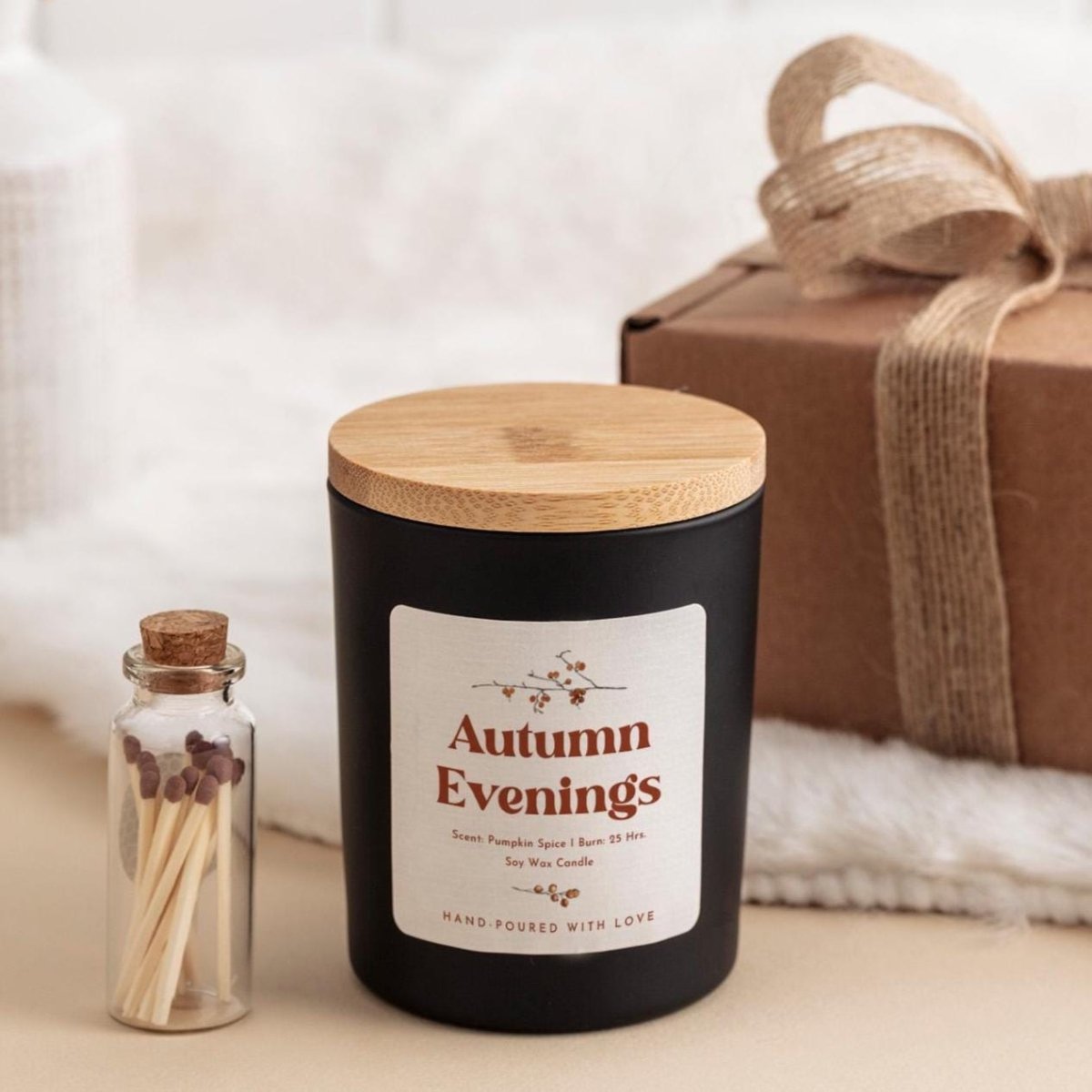 Autumn Evenings Candle Gift Set Vegan Non-Toxic Soy Wax - Birthday present