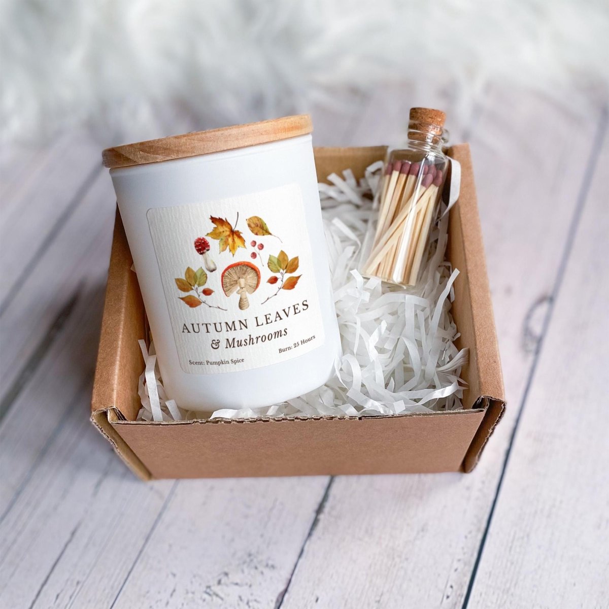 Autumn Leaves Scented Soy Candle, Autumn Gift with Matches