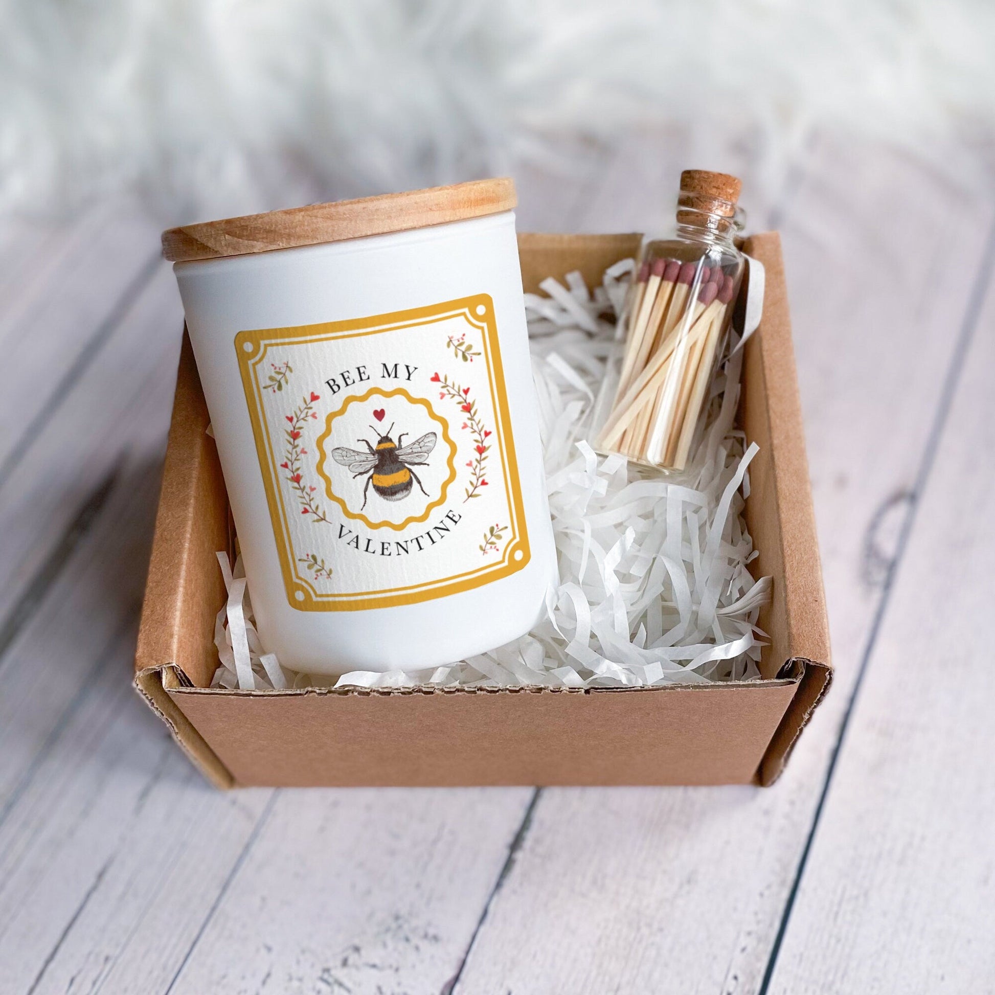 Bee My Valentine Candle Gift for Her Gift for Him Soy Wax Candle Vegan Valentines Gift for Wife Girlfriend Husband Fiancee Newlywed