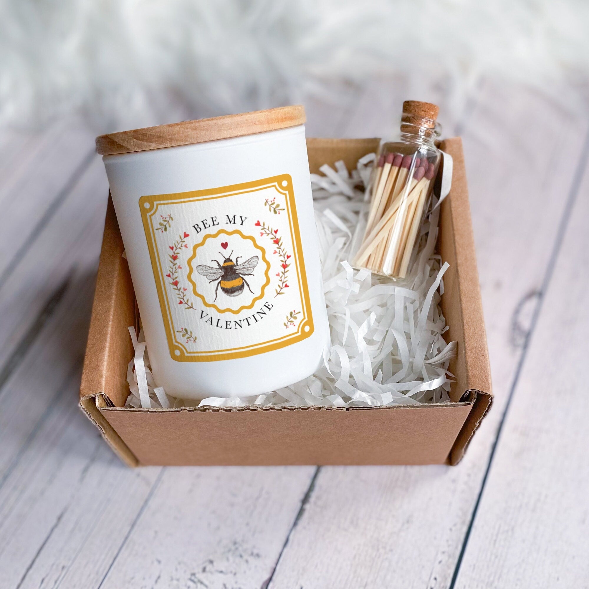 Bee My Valentine Candle Gift for Her Gift for Him Soy Wax Candle Vegan Valentines Gift for Wife Girlfriend Husband Fiancee Newlywed
