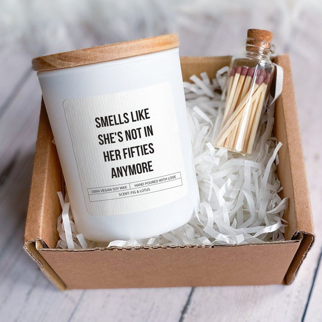 Birthday Candle, Funny Gift Box for Her Him, Smells like she, he is not in her, him forties anymore, 20th 30th 40th 50th 60th Present