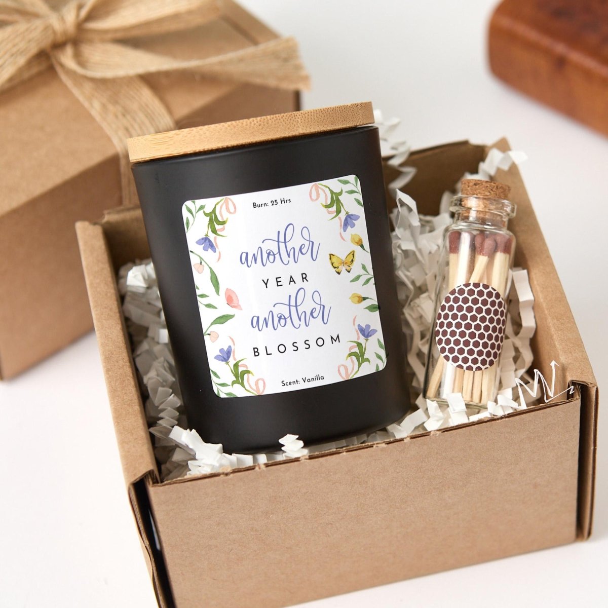 Birthday Candle Gift for Her, Another Year Another Blossom Floral Soy Wax