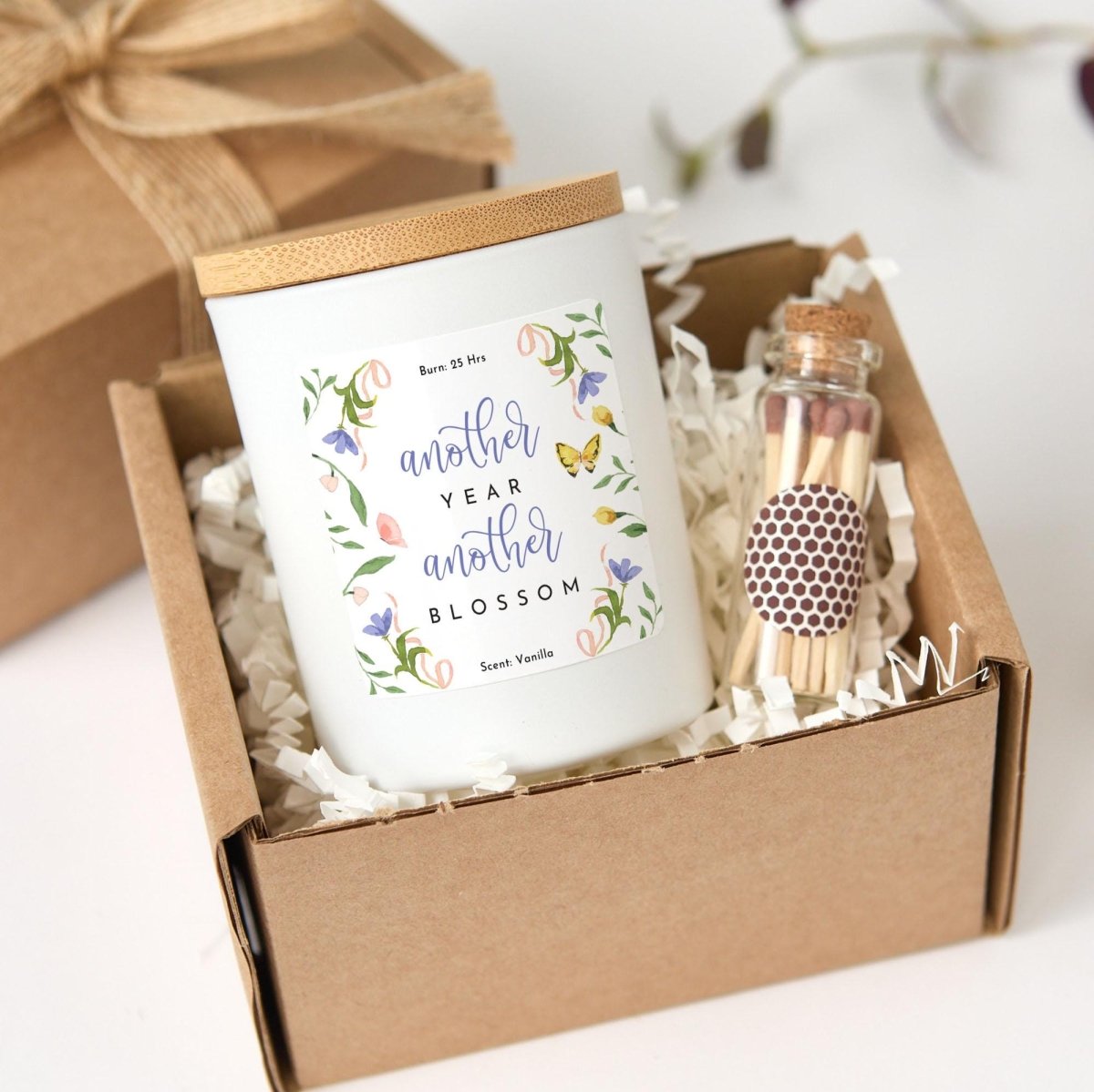 Birthday Candle Gift for Her, Another Year Another Blossom Floral Soy Wax