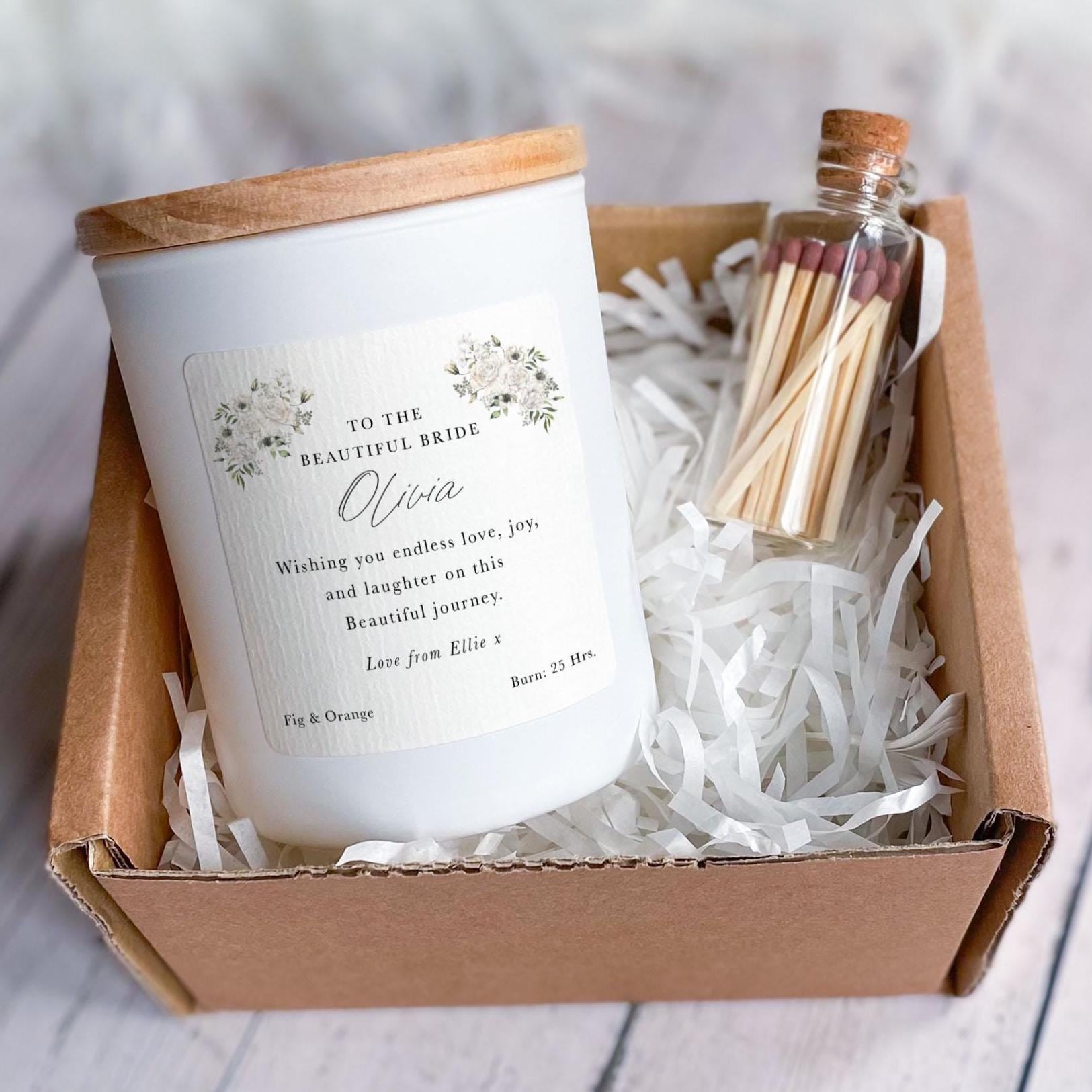 Bride Candle Gift with Name Elegant Wedding Bridal Shower Hen Party Keepsake for Bride Thoughtful Gift for Her