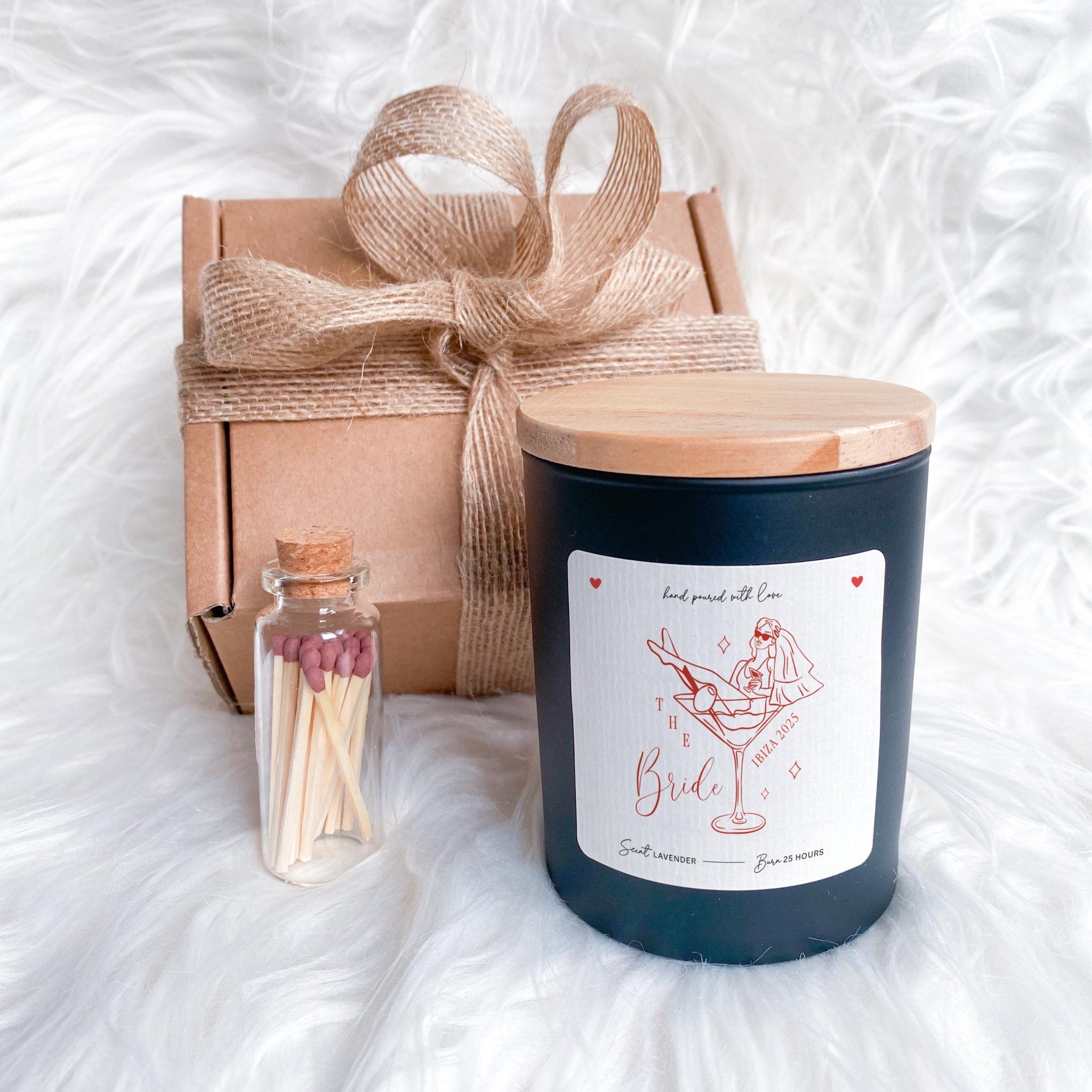 Bride or Team Bride Candle Gift Hen Party Keepsake for Bridal Shower or Wedding Day Scented Present for Ibiza Mykonos or Anywhere