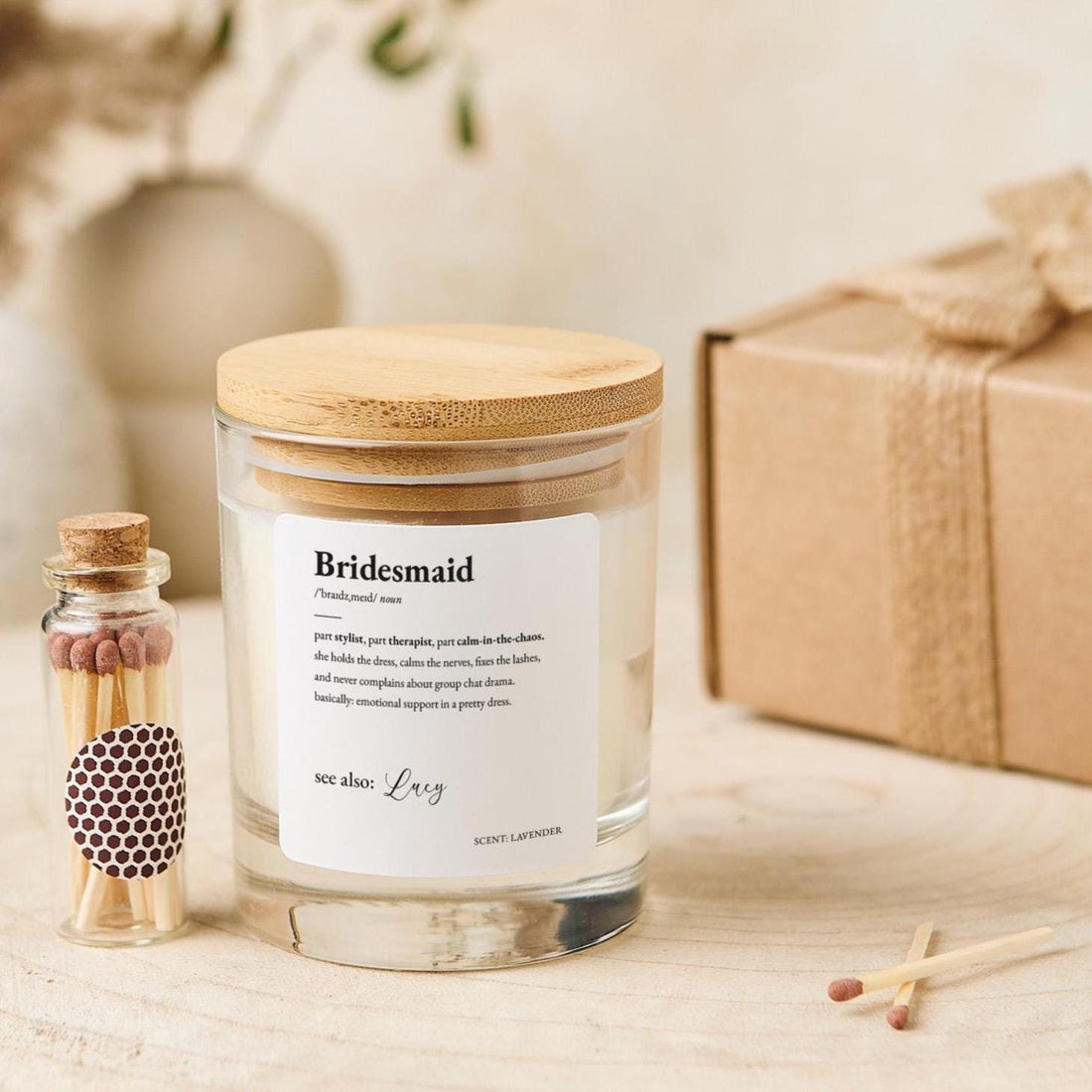 Bridesmaid Candle Gift Fun Wedding Party Keepsake for Best Friend Sister Thank You Present for Bridal Shower Team Bride Hen Party