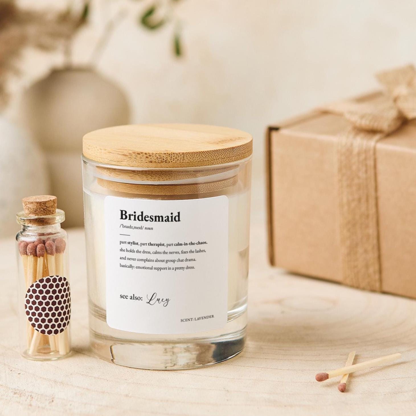 Bridesmaid Candle Gift Fun Wedding Party Keepsake for Best Friend Sister Thank You Present for Bridal Shower Team Bride Hen Party