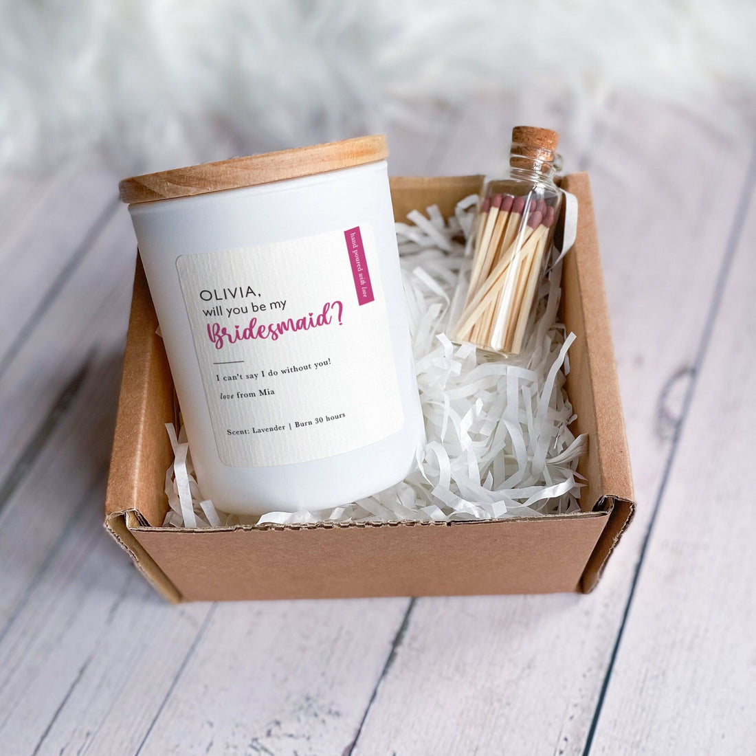 Bridesmaid Proposal Candle Gift Set with Mini Matches Will You Be My Bridesmaid Maid of Honour Flower Girl I Can't Say I Do Without You