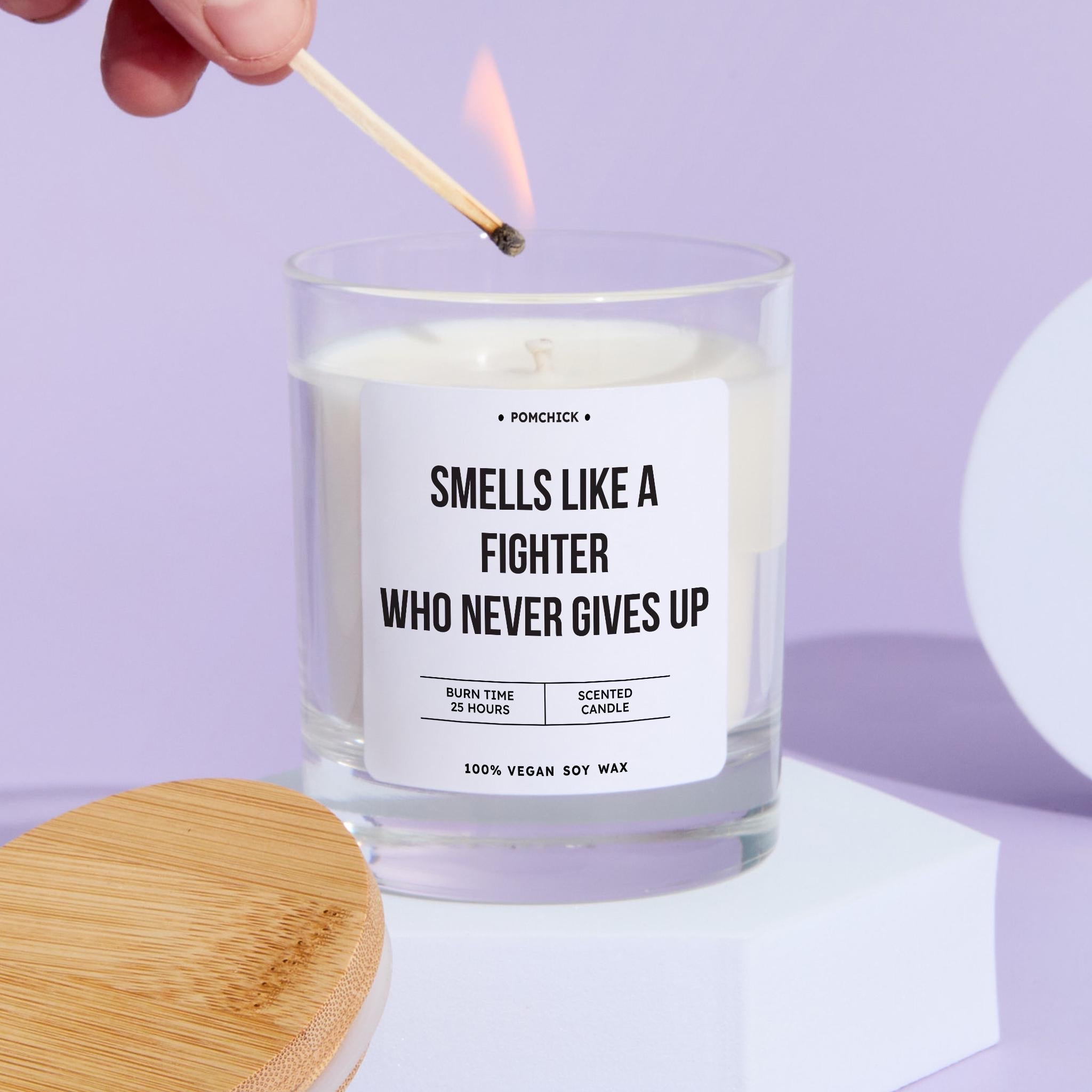 Cancer Survivor Recovery Gift Inspirational Scented Candle Gift Smells Like a Fighter Who Never Gives Up Chemo Uplifting Fighter Keepsake