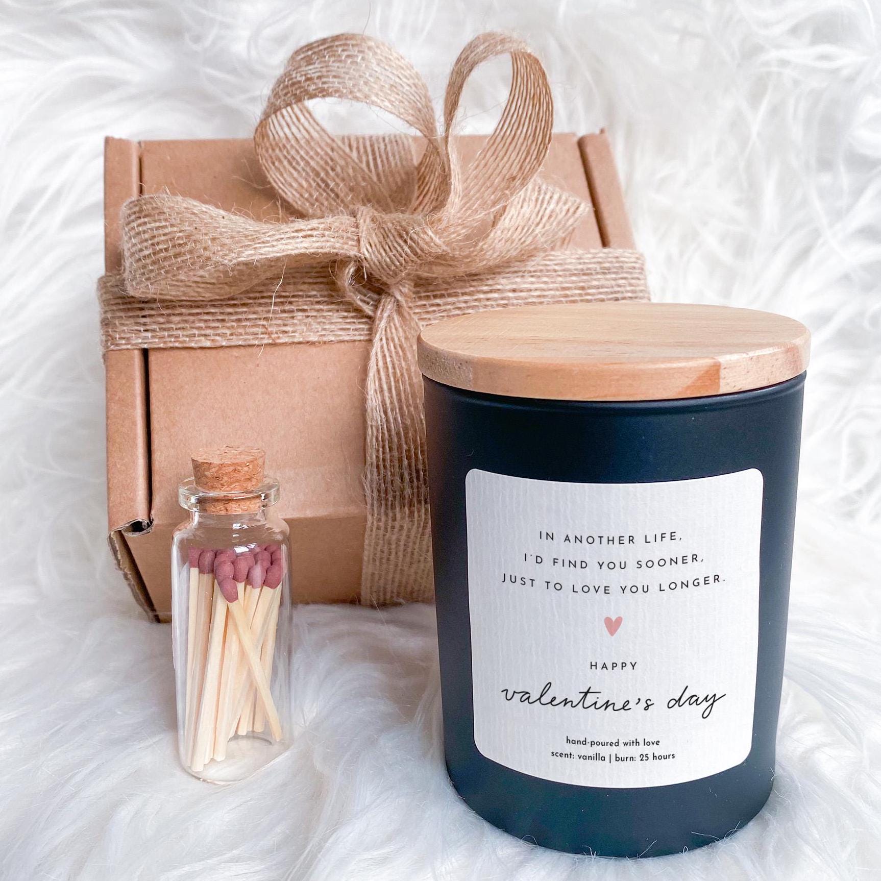 Candle for Girlfriend Boyfriend Wife Husband Romantic Valentine's Day Candle Gift Vegan Soy Candle with Matches Unique Keepsake Present
