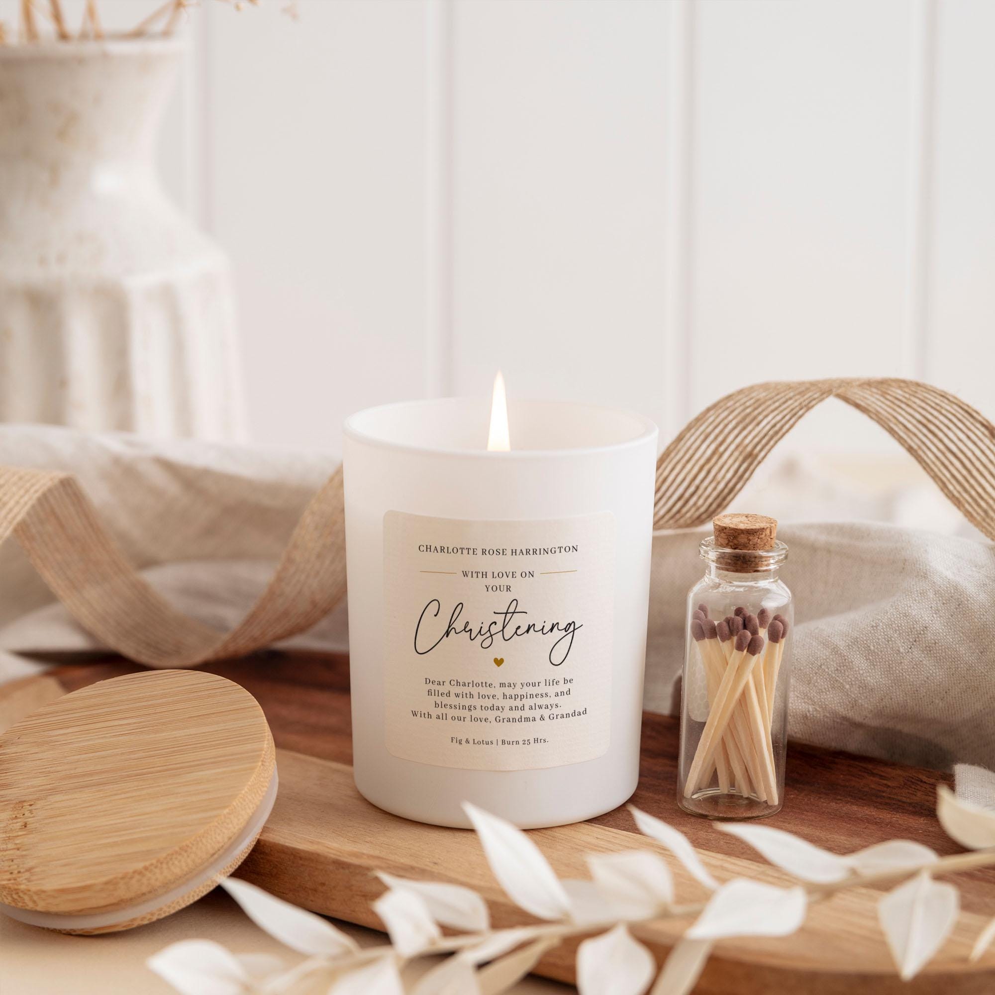 Christening Day Scented Candle Gift With Love on Your Christening Sentimental Present from Grandparents Family or Godparents for Baptism
