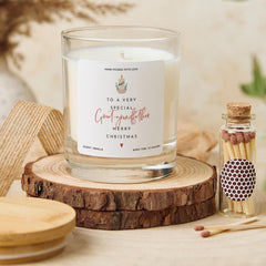 Christmas Gift for Great Grandfather Vegan Soy Wax Candle with Bamboo Lid Free Gift Package with Mini Matches Jar