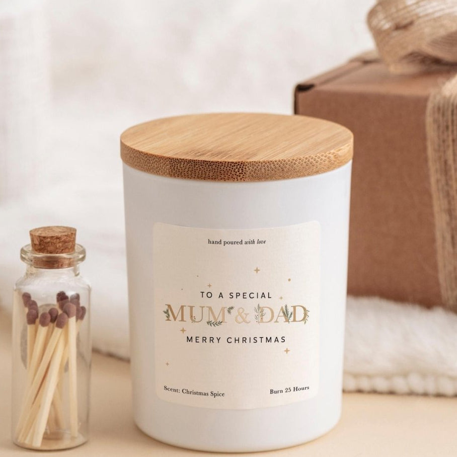 Christmas Gift for Mum and Dad Vegan Soy Wax Candle with Gift Box and Matches