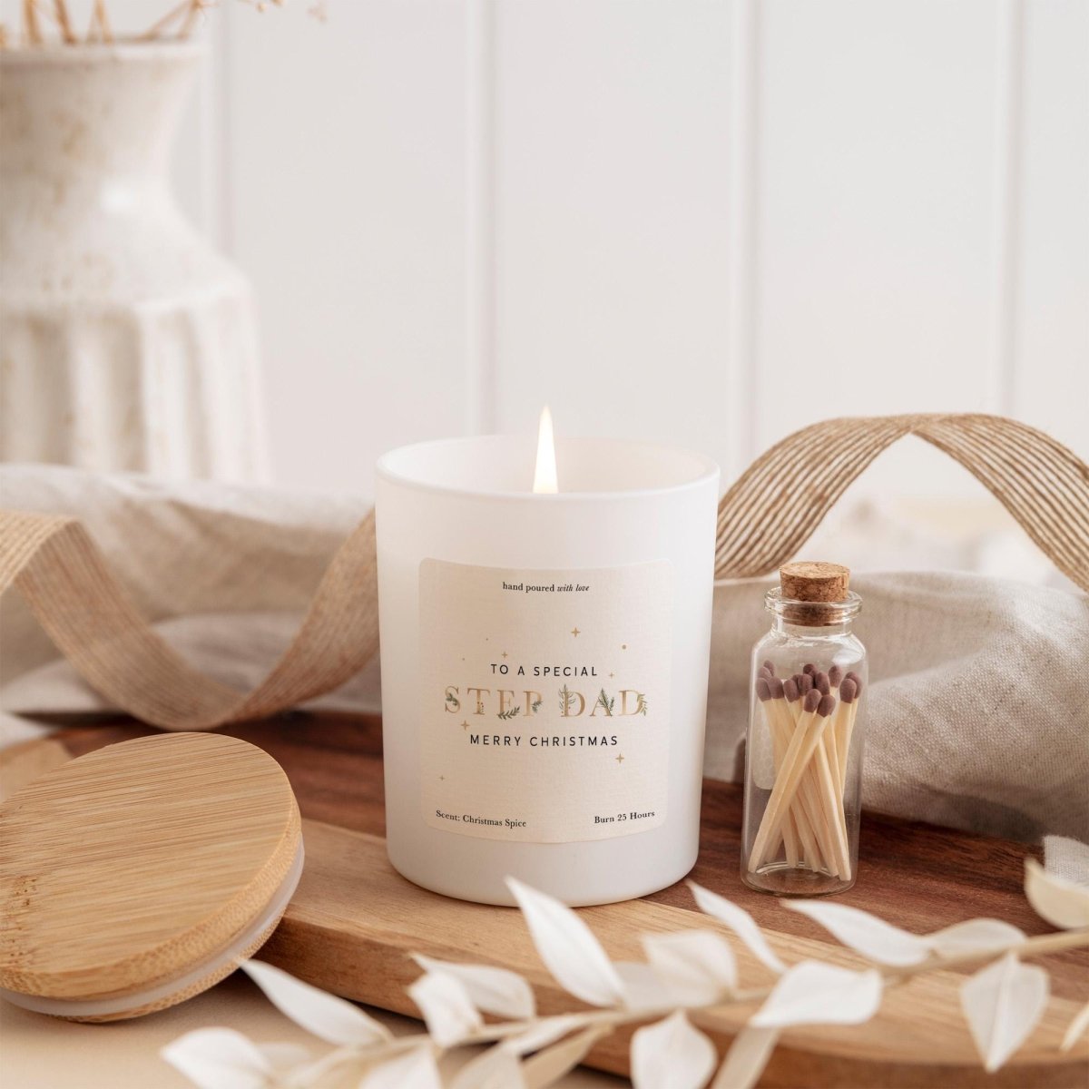 Christmas Gift for Stepdad Vegan Soy Wax Candle with Box and Matches Thoughtful Xmas