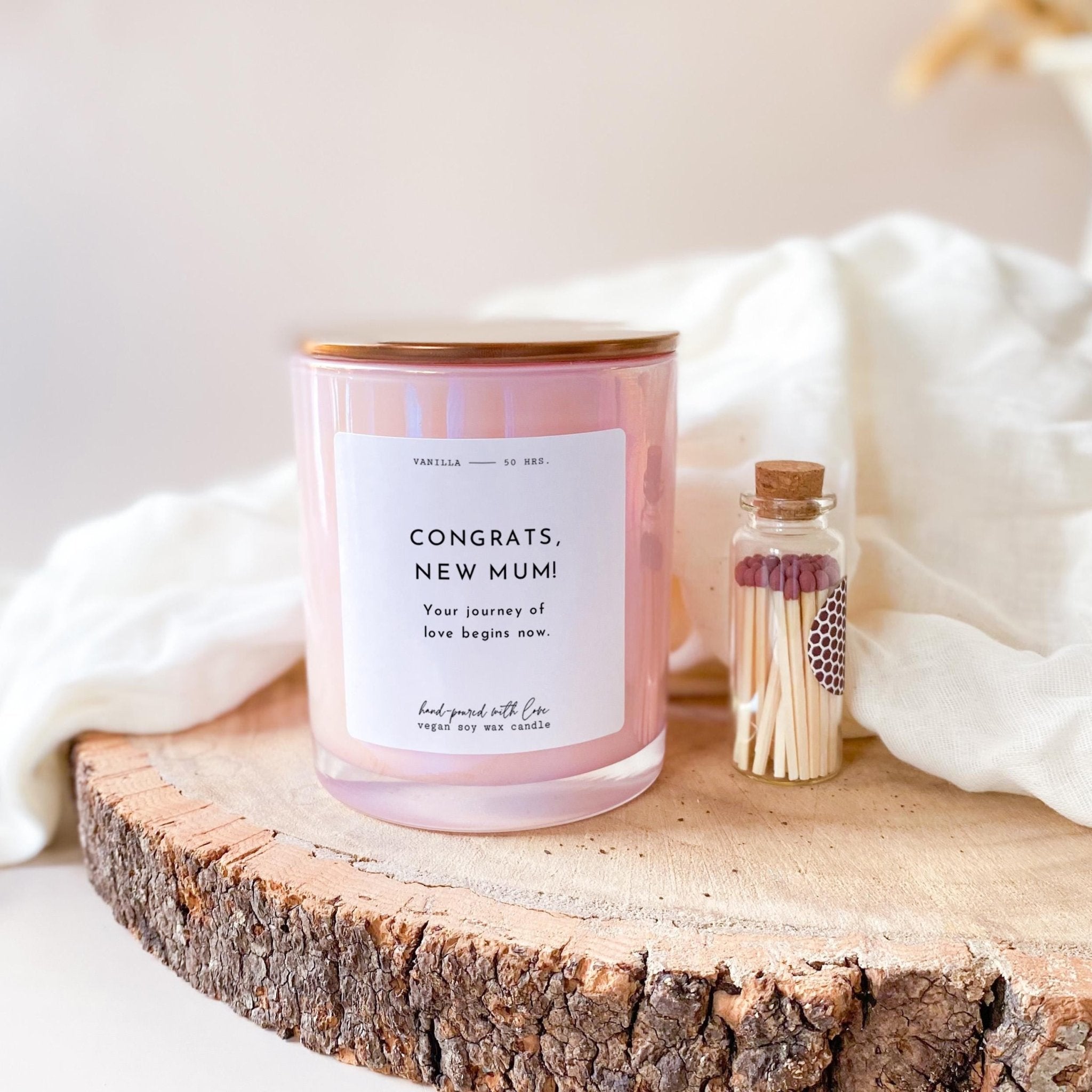 Congrats new mum scented candle with metal lid New mum gift Baby Shower Gift for new mummy First Mother's Day gift New baby congrats
