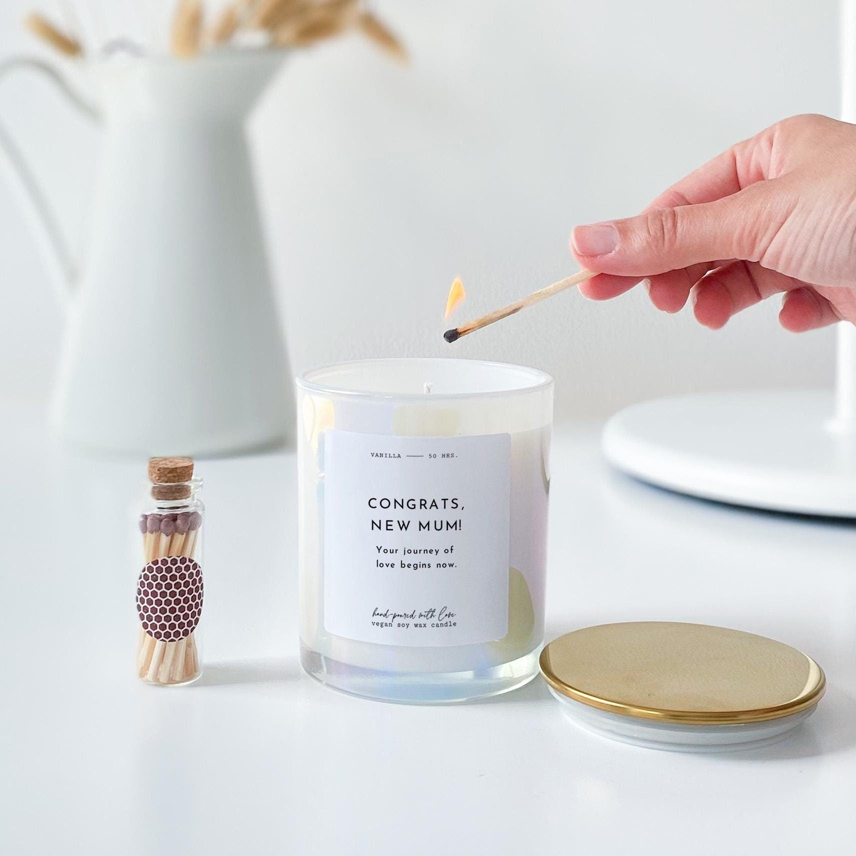 Congrats new mum scented candle with metal lid New mum gift Baby Shower Gift for new mummy First Mother's Day gift New baby congrats