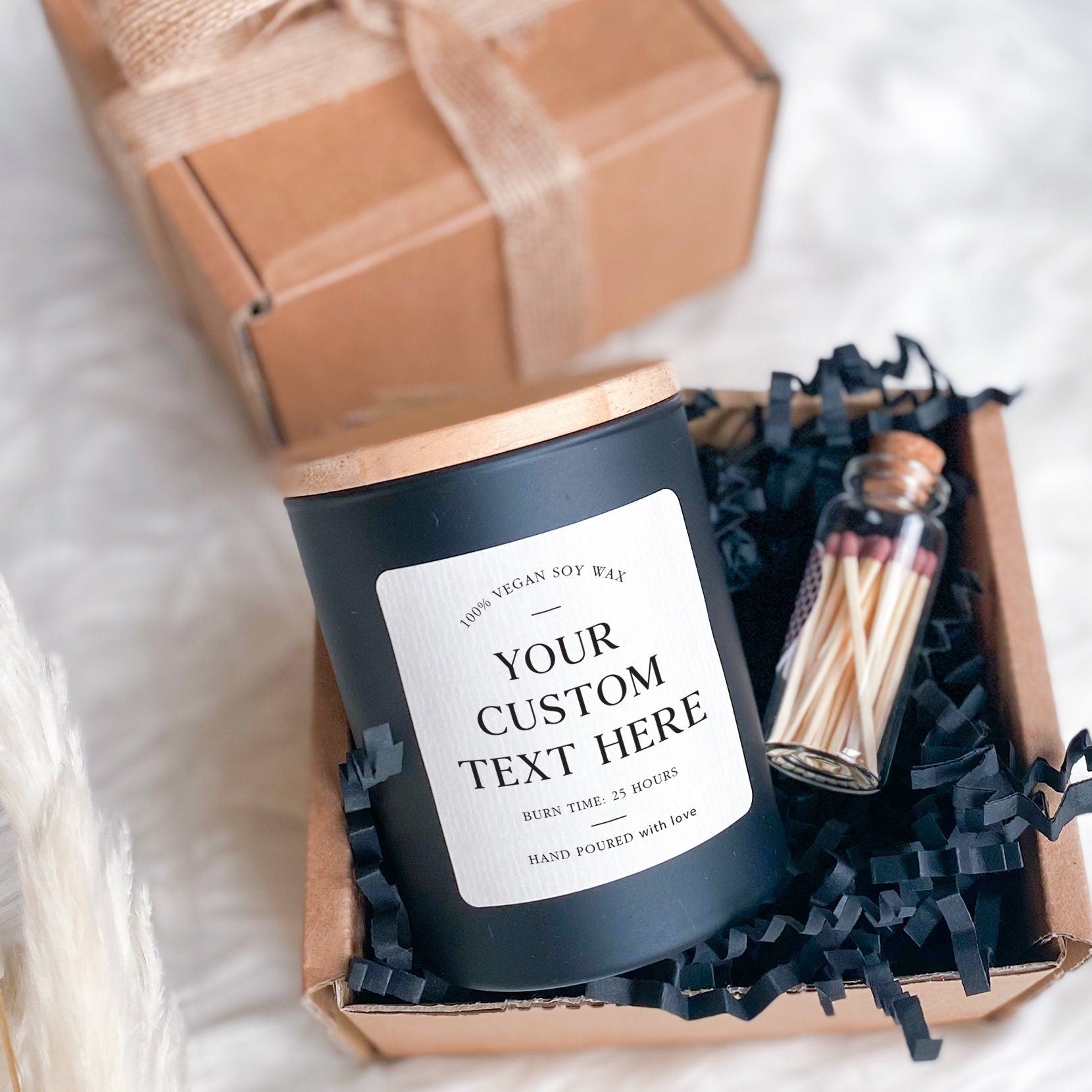 Custom text soy wax vegan candle, Your own text, Christmas gift for friend mum dad grandma colleague employee custom company corporate