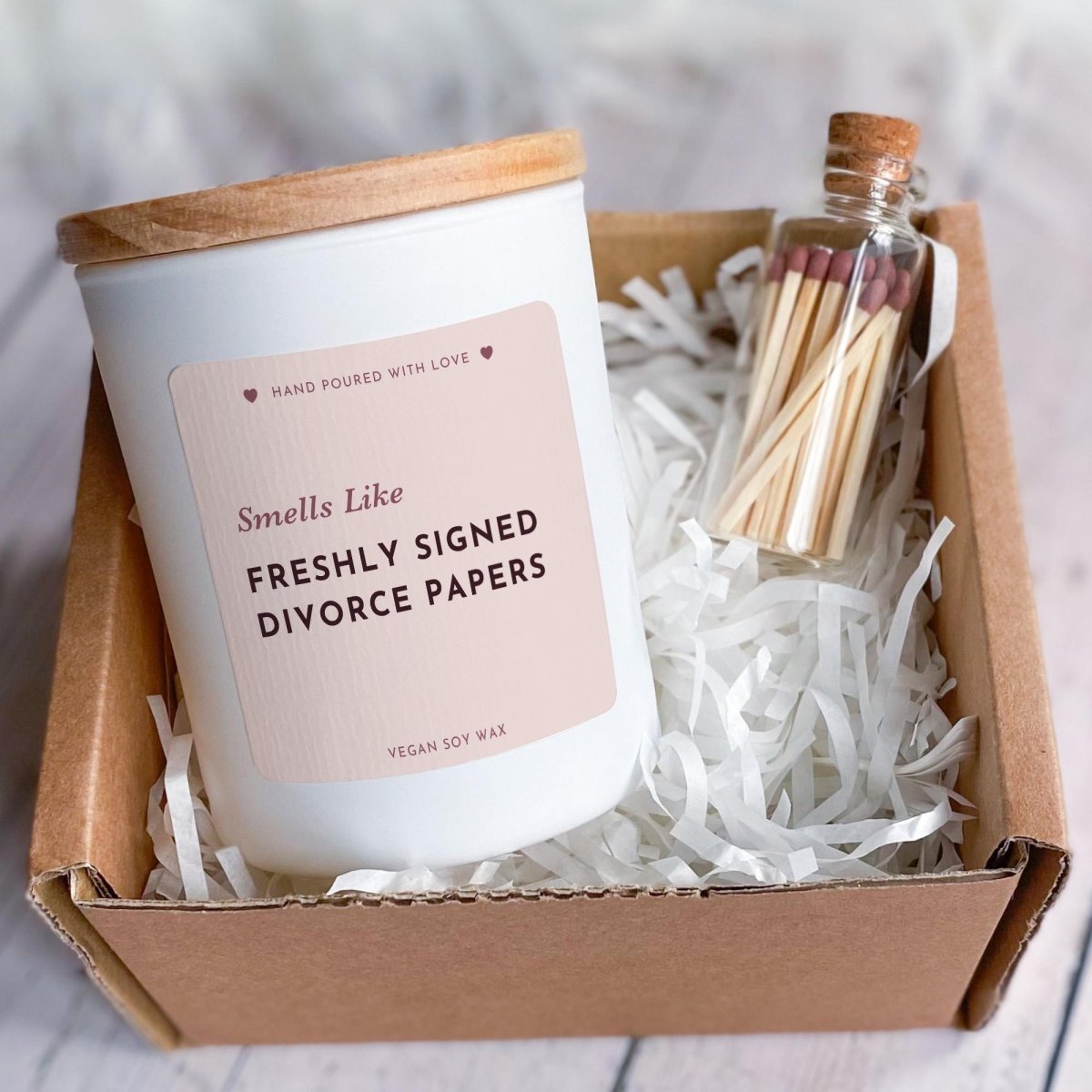 Divorce Candle Gift – Freshly Signed Divorce Papers Funny New Beginnings Present for Her