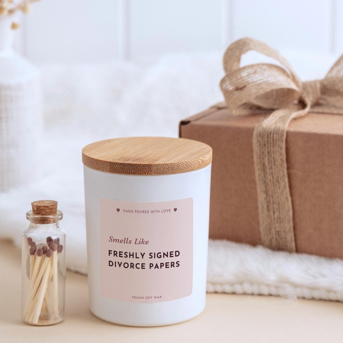 Divorce Candle Gift – Freshly Signed Divorce Papers Funny New Beginnings Present for Her