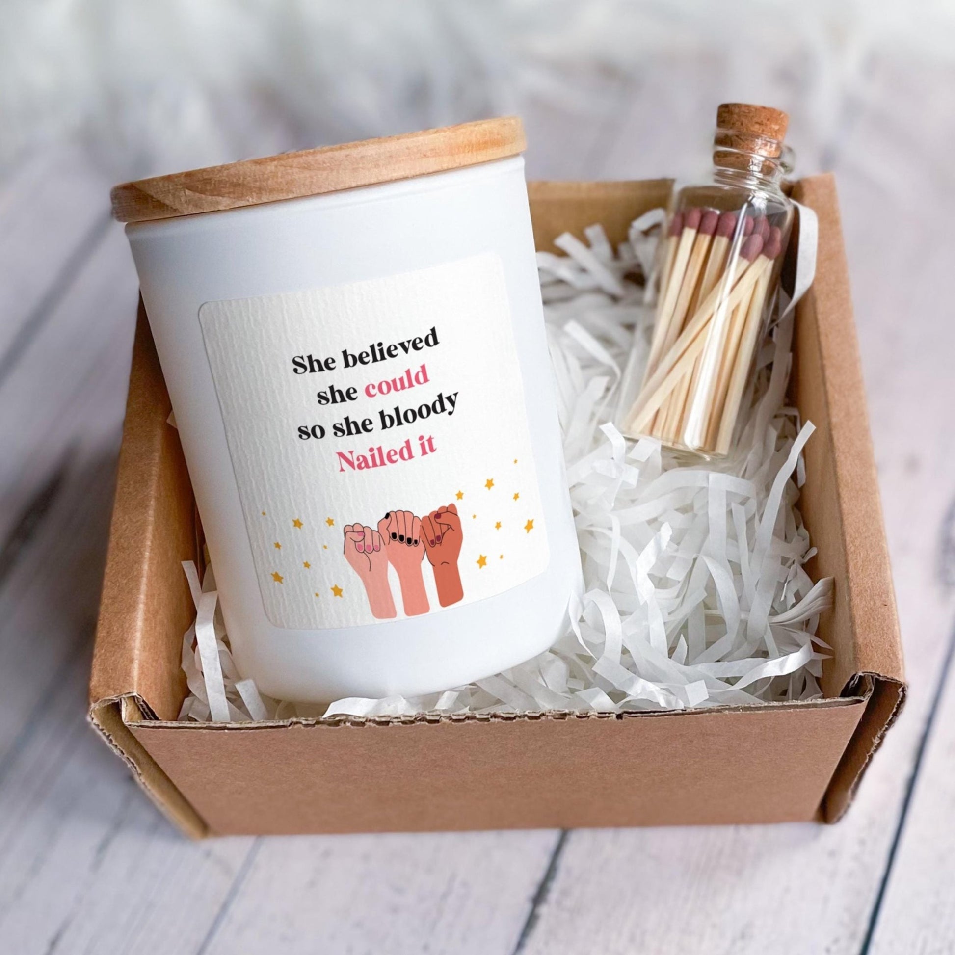 Empowering Candle Gift for Her | "She Believed She Could So She Bloody Nailed It" | Exam Success, Graduation, Congrats Gift