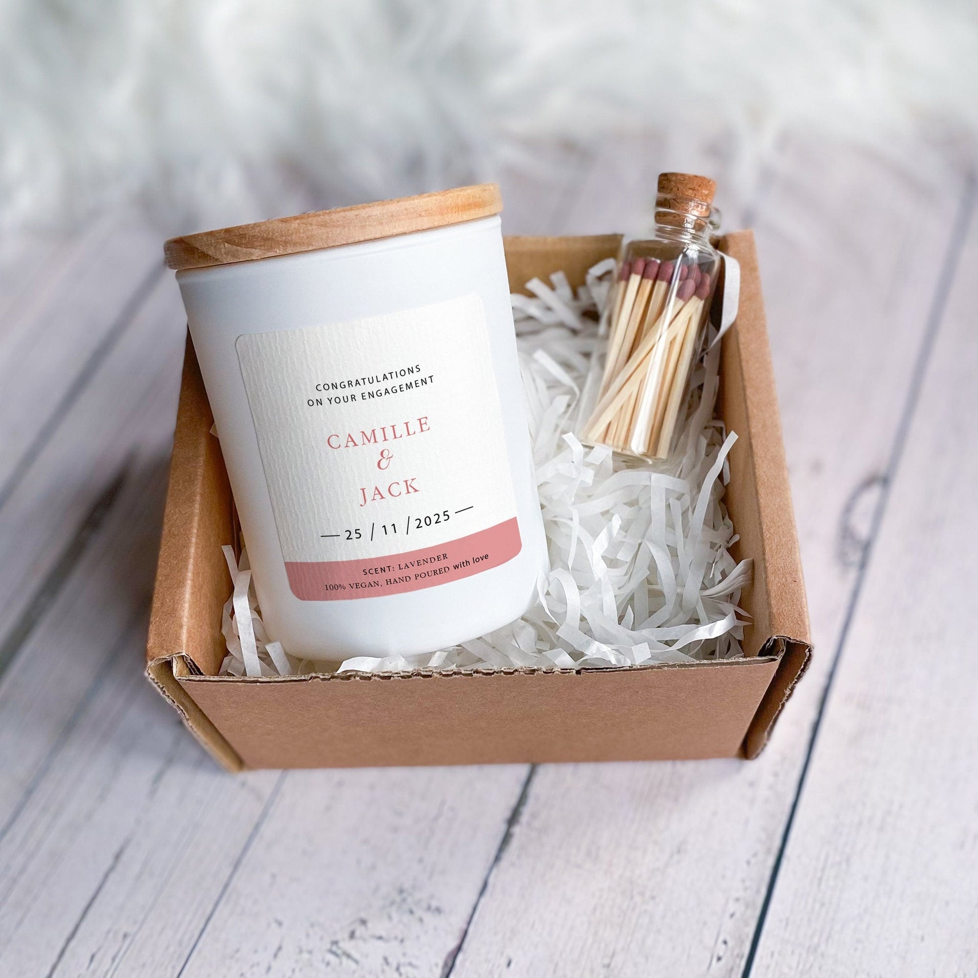 Engagement candle for couple with names and date, Wedding Anniversary or Engagement Gift Soy Wax Scented Candle, Mr Mrs On Your Day