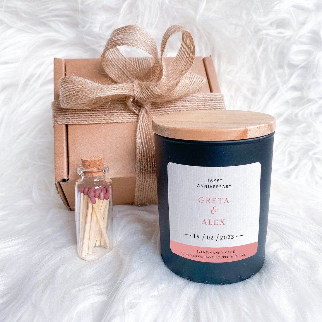 Engagement candle for couple with names and date, Wedding Anniversary or Engagement Gift Soy Wax Scented Candle, Mr Mrs On Your Day