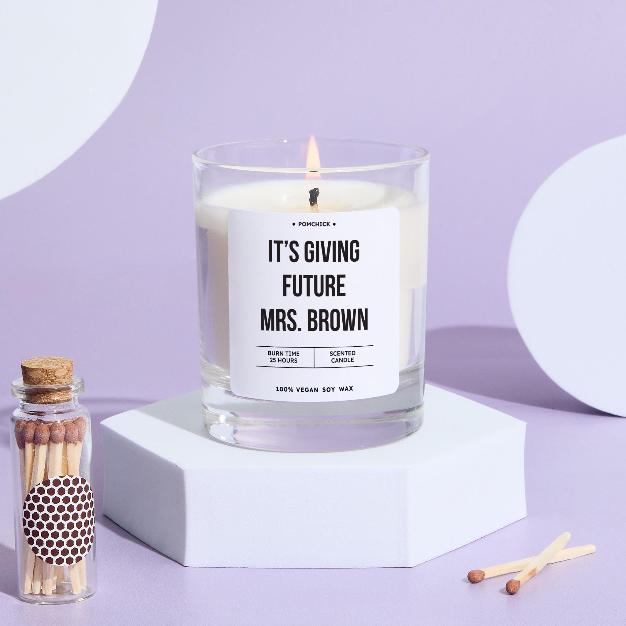 Engagement Candle Gift for Bride It's Giving Future Mrs. Last Name Fun Keepsake for Bride to - be Wedding Planning Moments Vegan Present