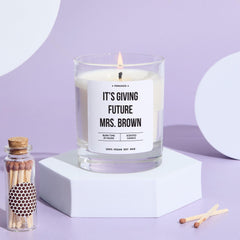 Engagement Candle Gift for Bride It's Giving Future Mrs. Last Name Fun Keepsake for Bride to - be Wedding Planning Moments Vegan Present