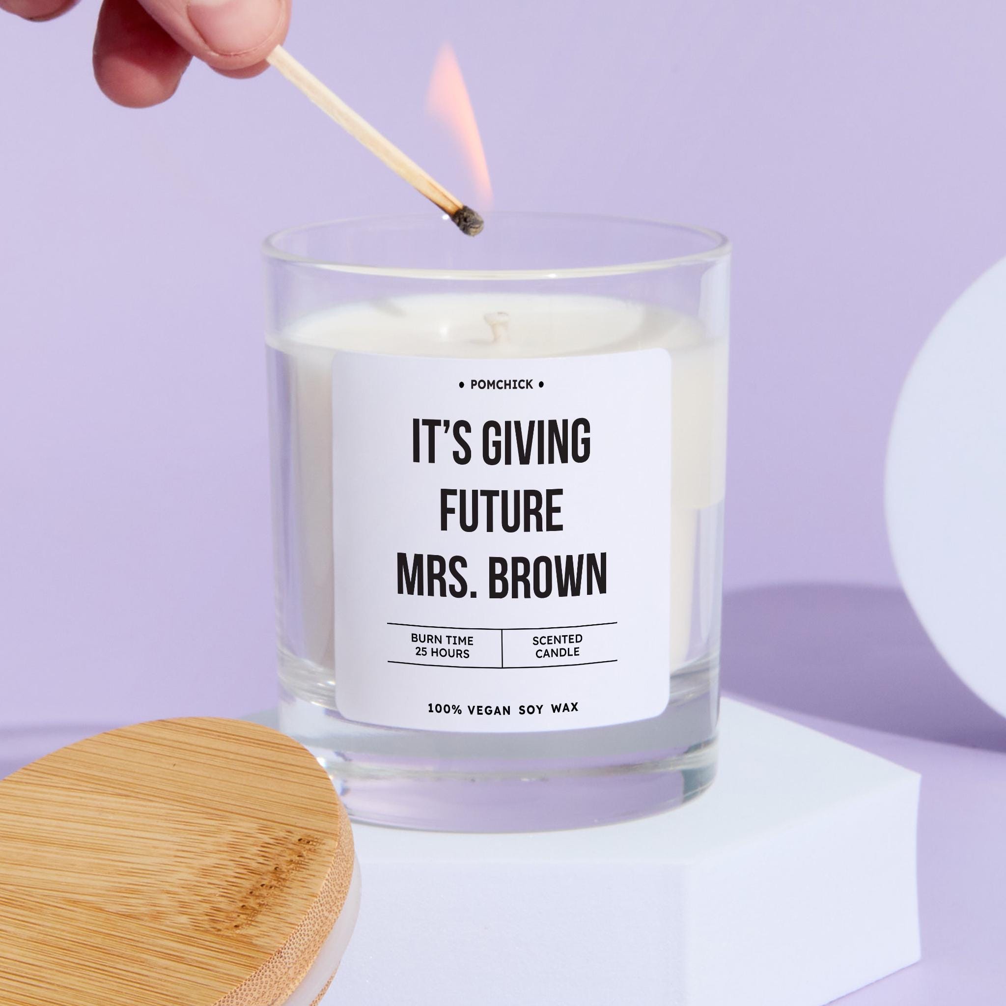 Engagement Candle Gift for Bride It's Giving Future Mrs. Last Name Fun Keepsake for Bride to - be Wedding Planning Moments Vegan Present
