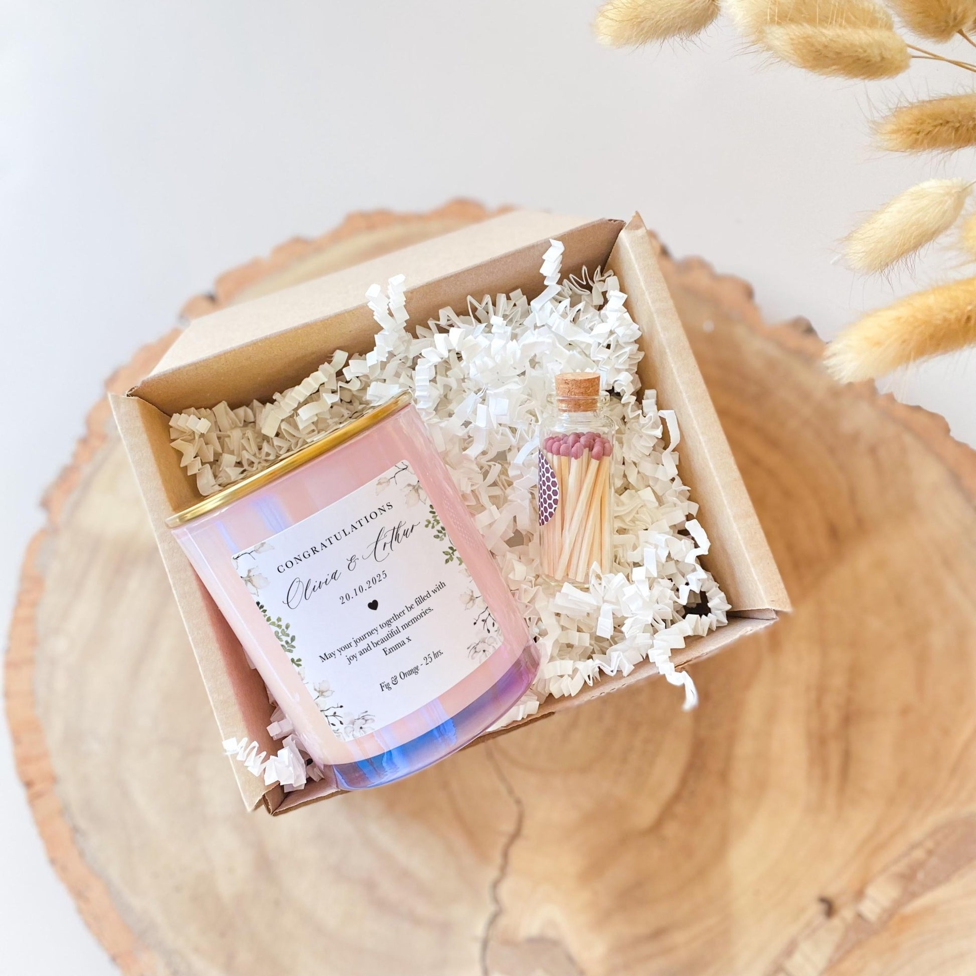 Engagement or Wedding Candle Gift for a Couple Personalised Keepsake for Fiance, Fiancee Congratulations Present From Mum Dad Grandparents