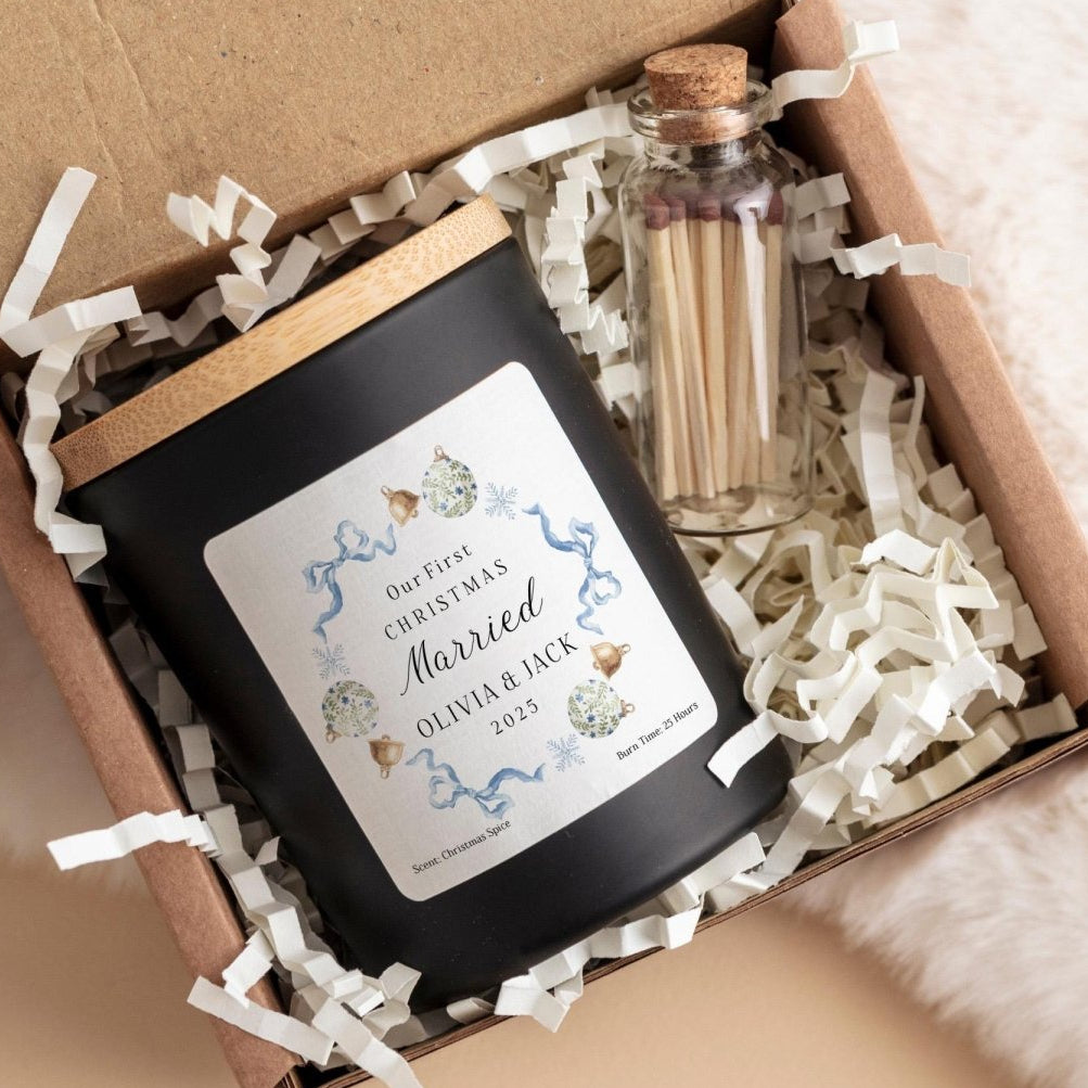 First Christmas Married Candle Gift for Wife Husband / 1st Xmas Wedding Gift Newlywed Couple