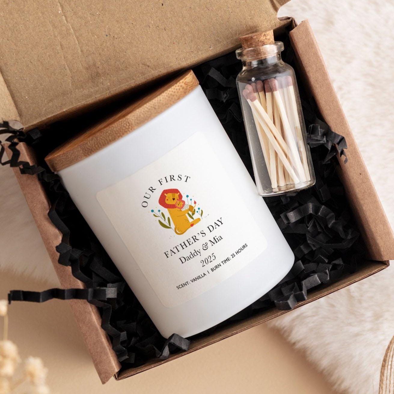 First Father's Day Candle Gift for dad with Names Personalised gift from your baby to daddy a sweet keepsake 1st Fathers Day Keepsake