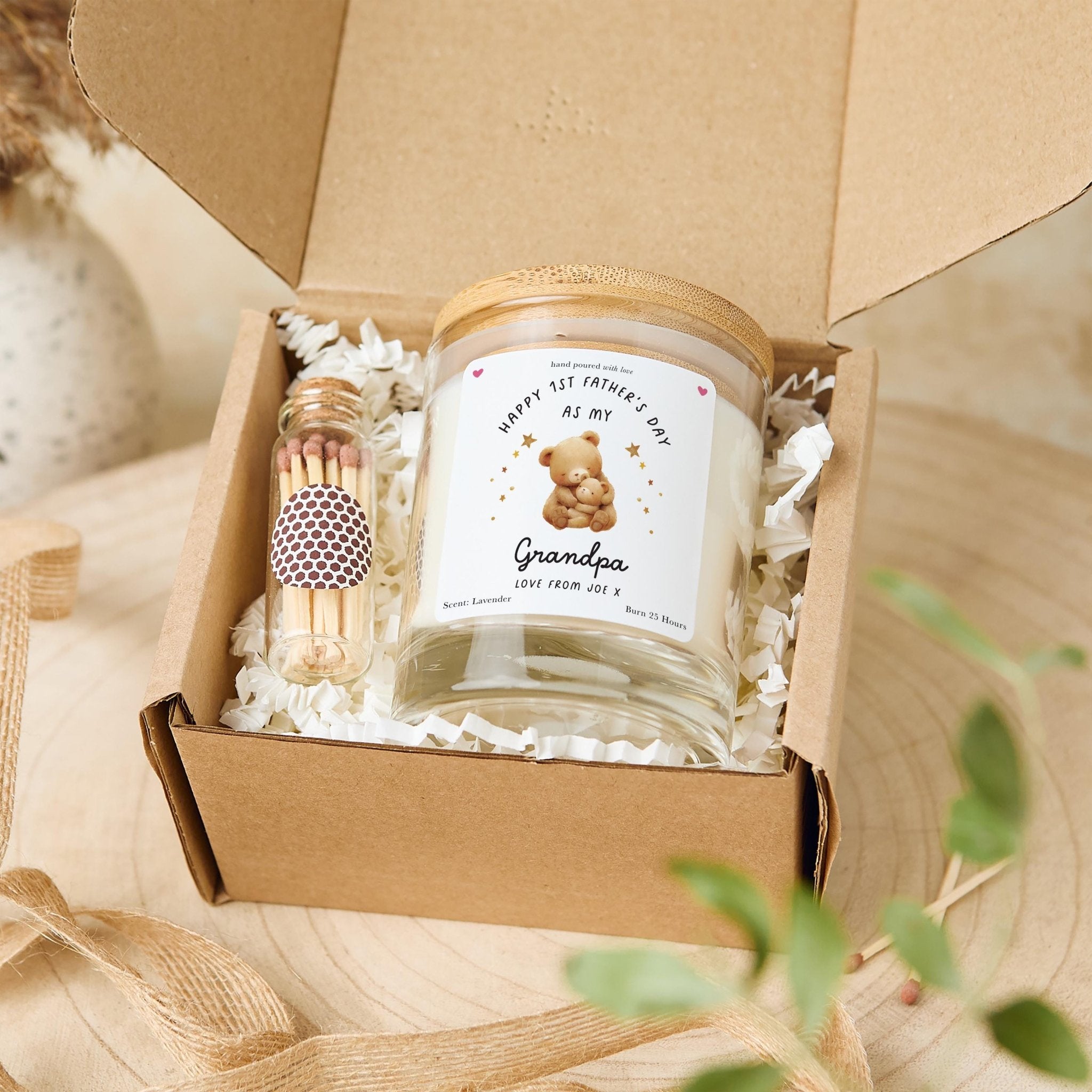 First Father's Day Candle Set Daddy Grandad Stepdad Papa or Godfather Baby Bear Keepsake Heartfelt Gift from Little One for His Special Day