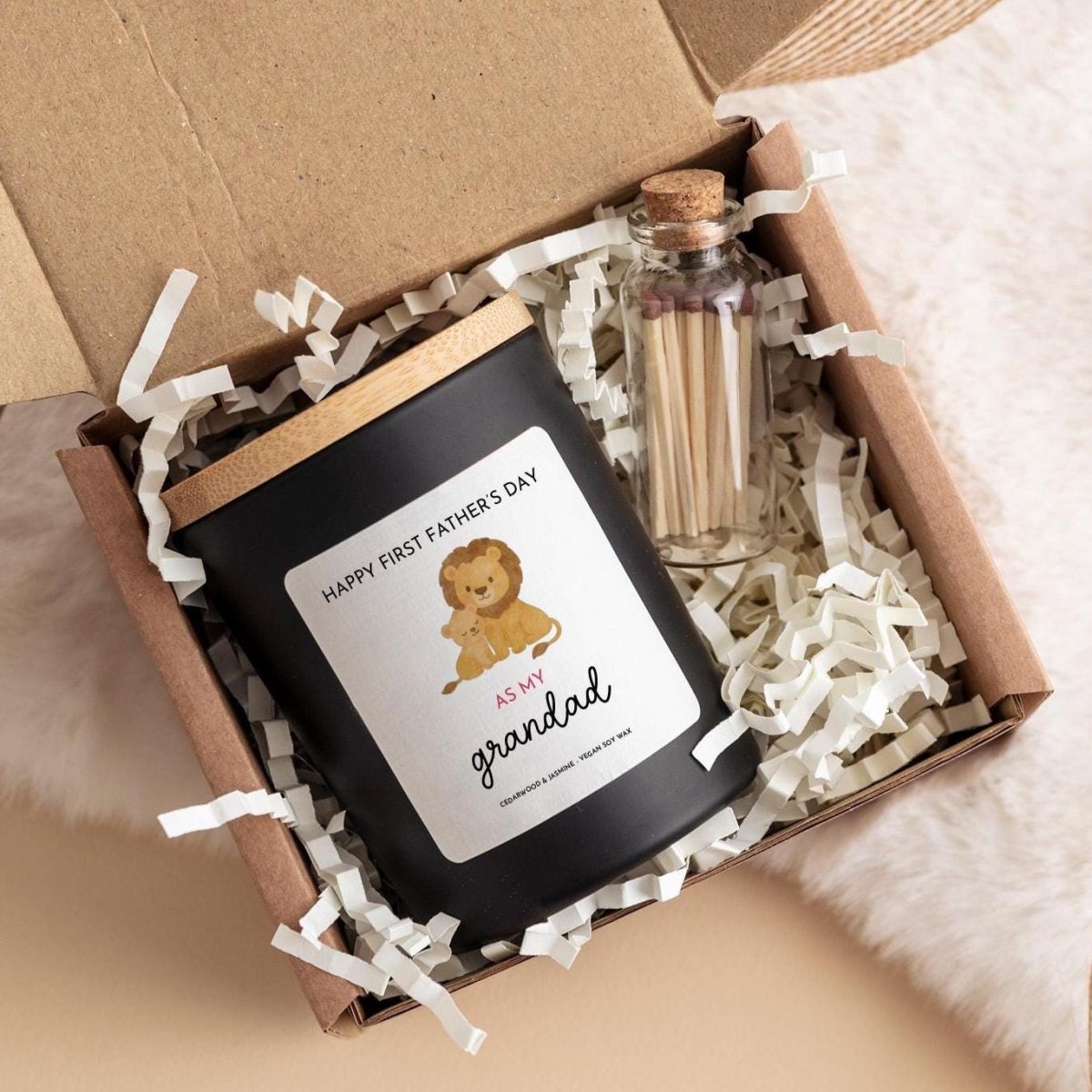 First Father’s Day Grandad Candle Gift Box, New Grandpa Gift Set with Matches