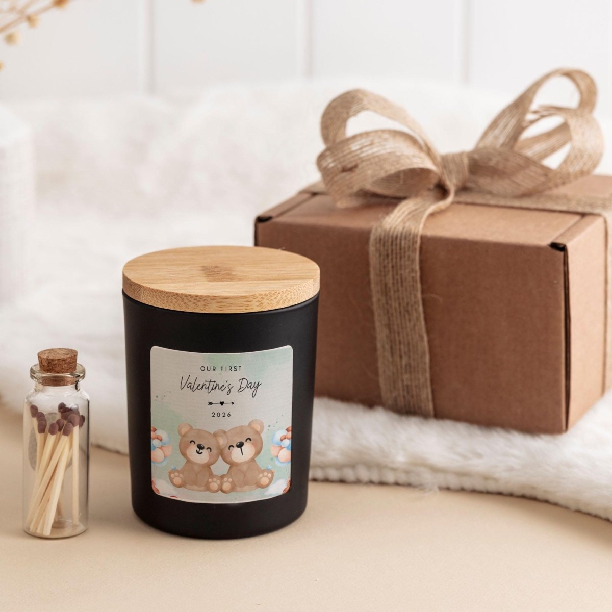 First Valentine’s Day Candle Gift for Couple – Teddy Bear Design Soy Wax Jar