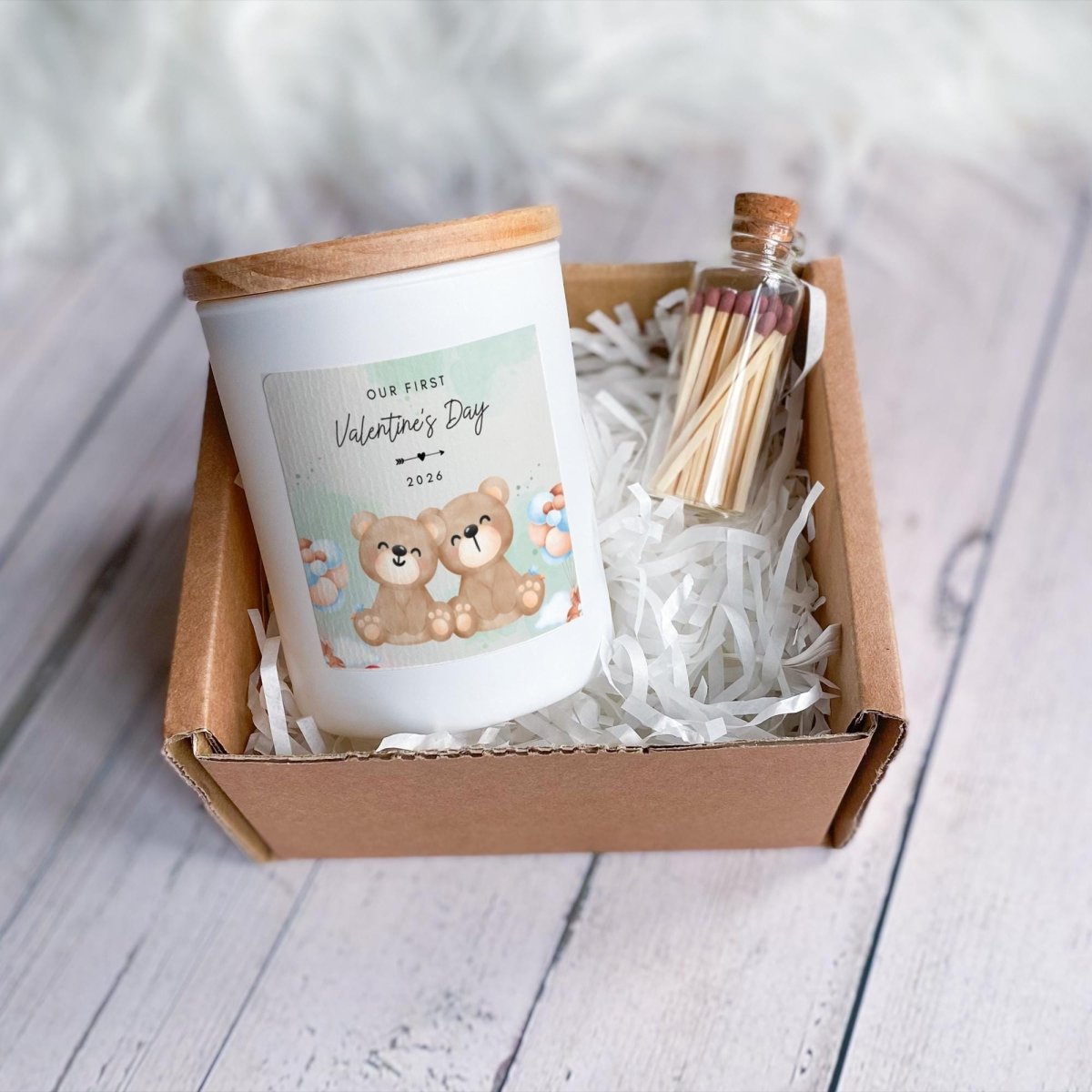 First Valentine’s Day Candle Gift for Couple – Teddy Bear Design Soy Wax Jar