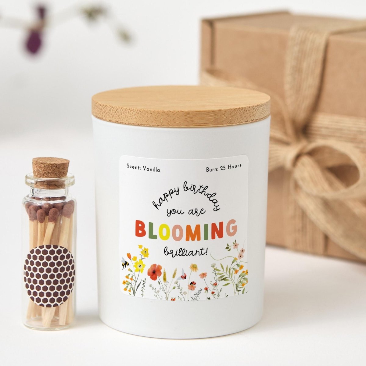 Floral Birthday Candle Gift for Her, Blooming Brilliant Soy Wax Candle, Flower Design