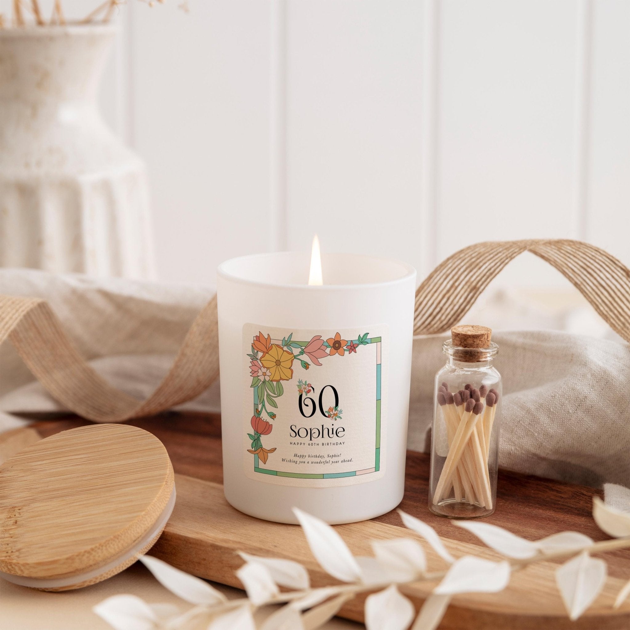 Floral Birthday Candle Gift Set for Her Elegant Scented Keepsake 30th 40th 50th 60th Birthday Present for Mum Sister Friend Nanny Grandma