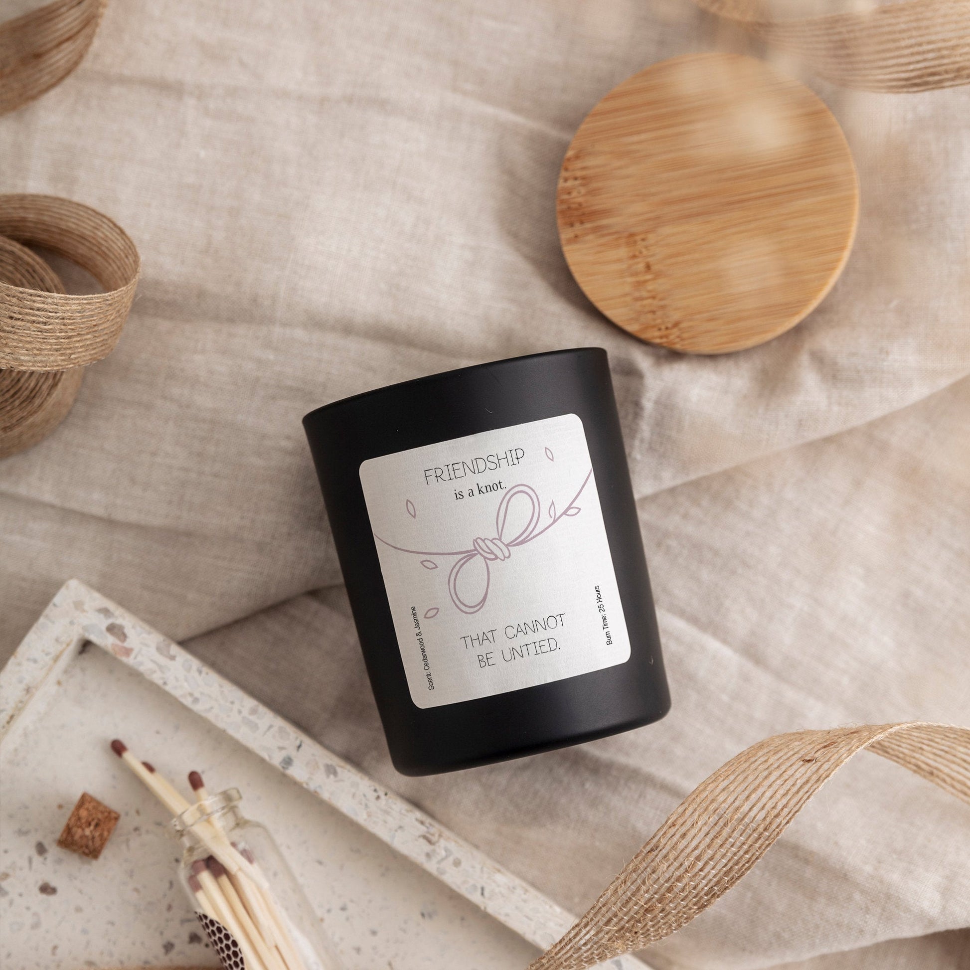 Friendship Is A Knot That Cannot Be Untied Scented Candle Gift, Best friend Christmas Birthday Gift, Xmas present, Far Away Gift