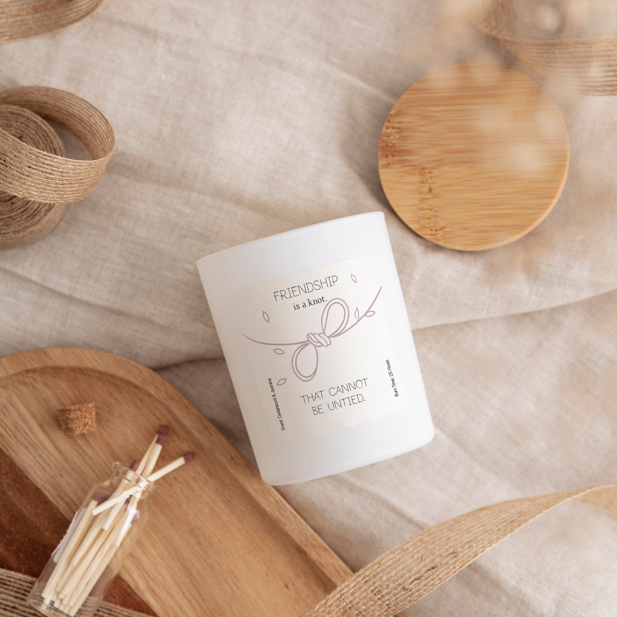 Friendship Is A Knot That Cannot Be Untied Scented Candle Gift, Best friend Christmas Birthday Gift, Xmas present, Far Away Gift