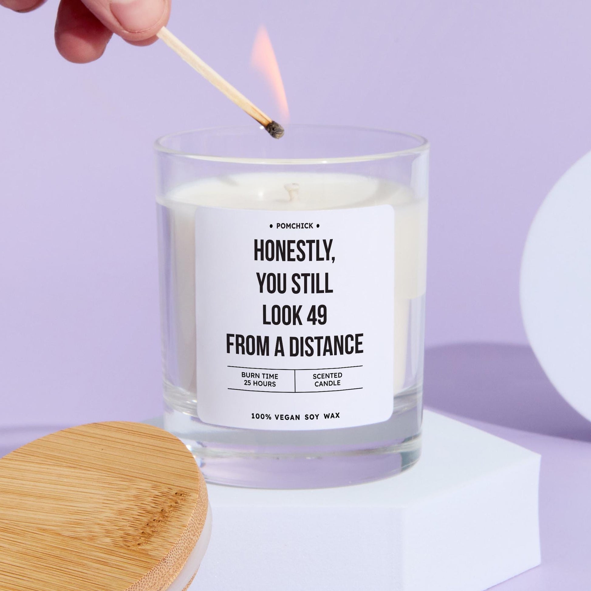 Funny 50th Birthday Candle Gift Honestly You Still Look 49 from a Distance Humorous Keepsake for Friend Family Colleague Mum Grandma