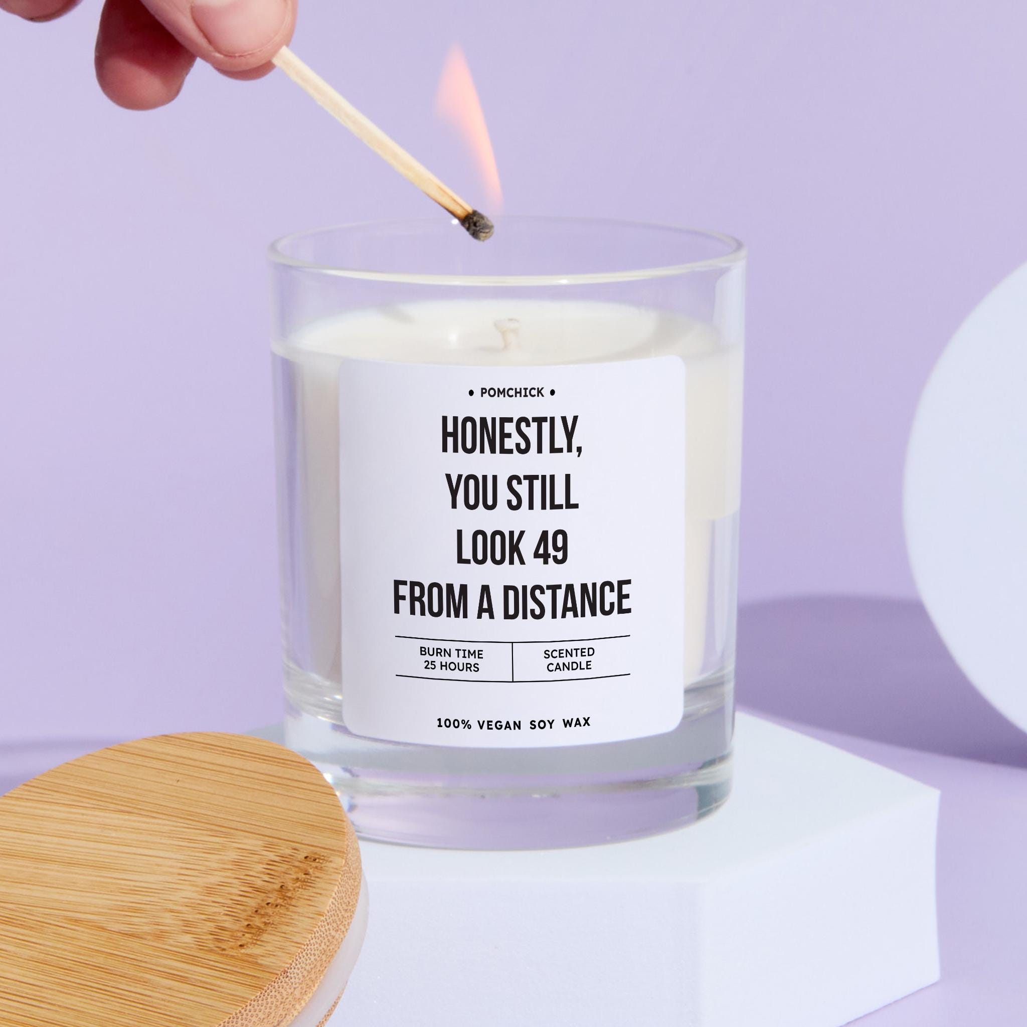 Funny 50th Birthday Candle Gift Honestly You Still Look 49 from a Distance Humorous Keepsake for Friend Family Colleague Mum Grandma