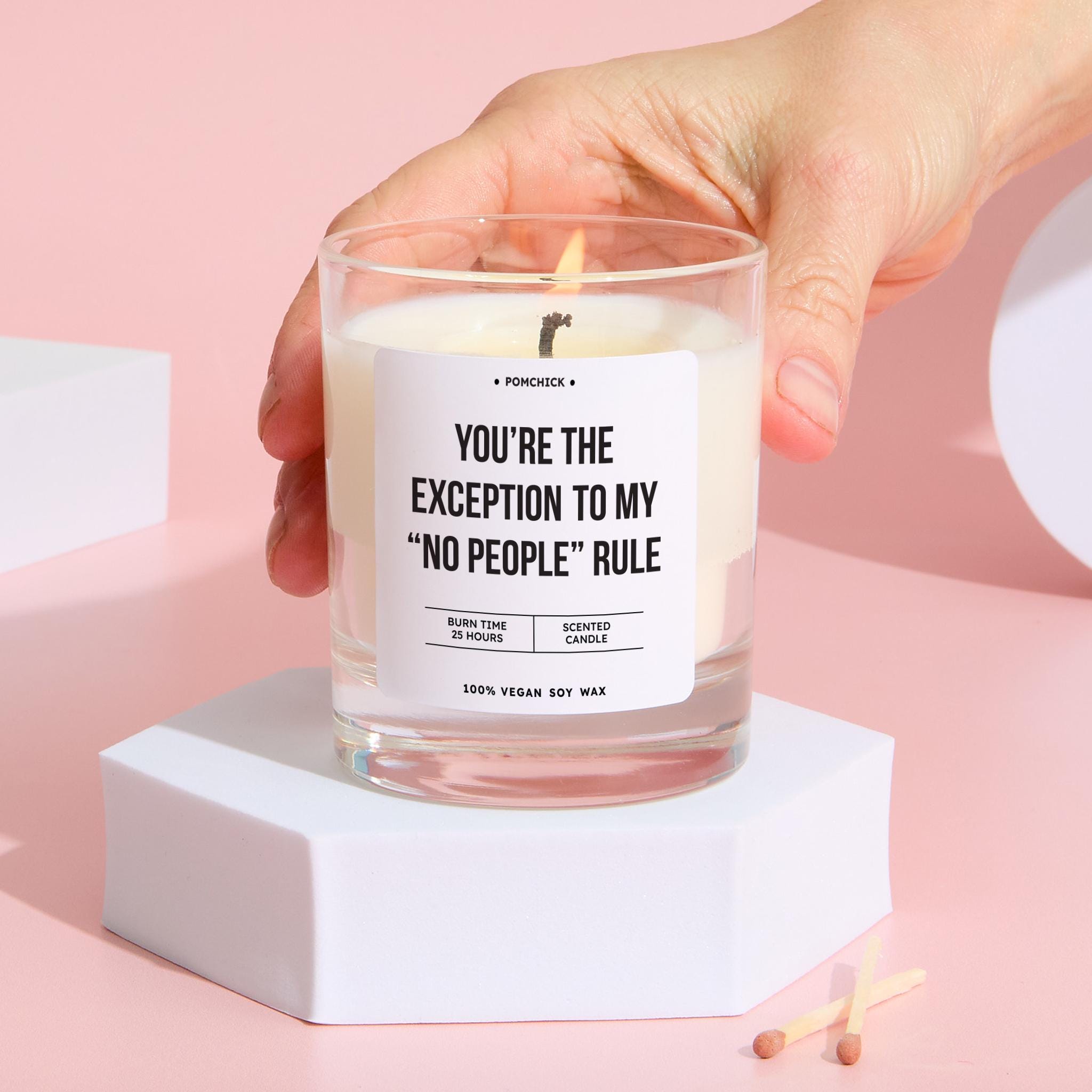 Funny Candle Gift for Friend You're the Exception to My "No People" Rule Fun Scented Keepsake for Friends Mum Daughter Vegan Soy Wax Candle