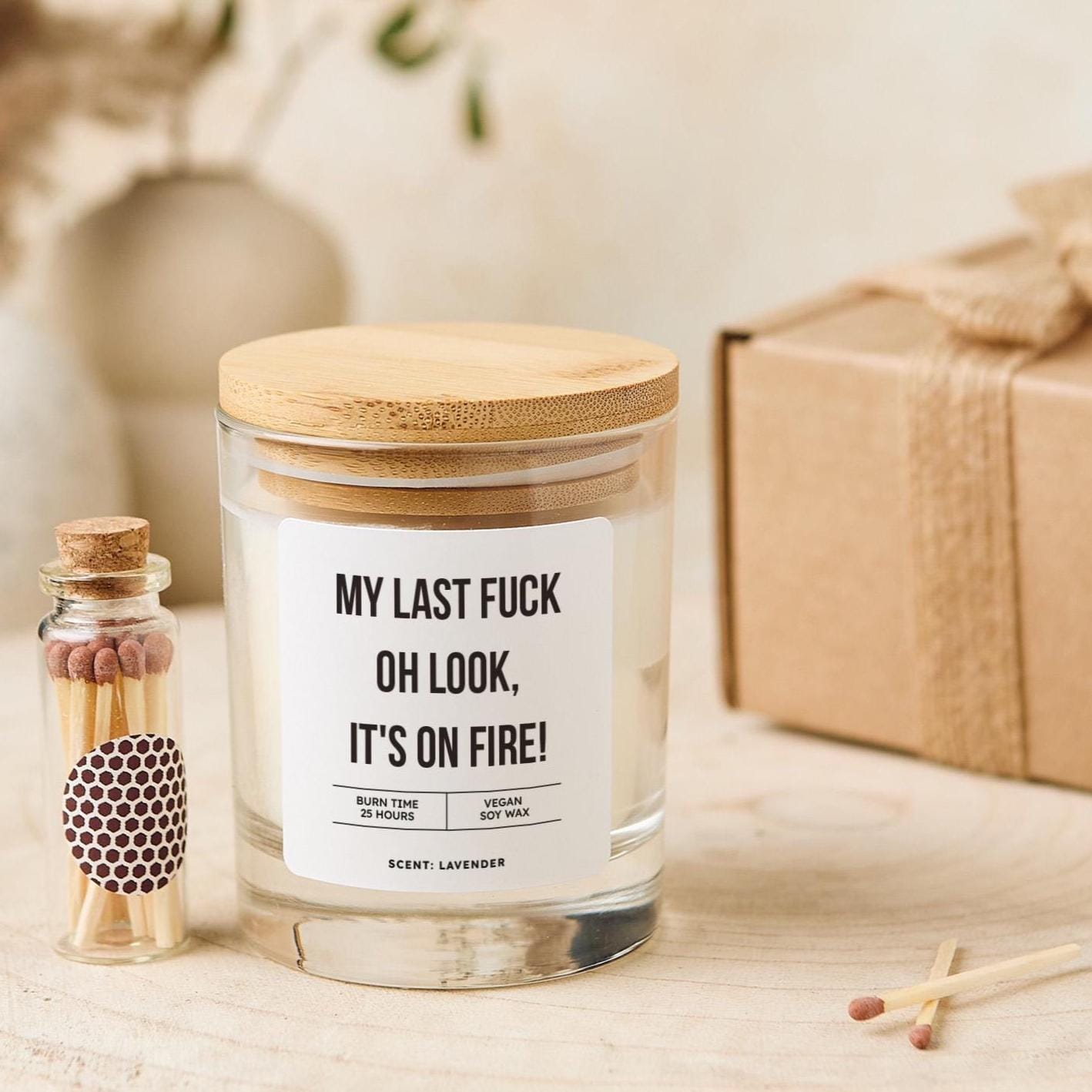 Funny Candle Gift Set Rude Birthday or Breakup Present for Friend Sister Brother or Colleague Bold Soy Wax Keepsake for Her Him