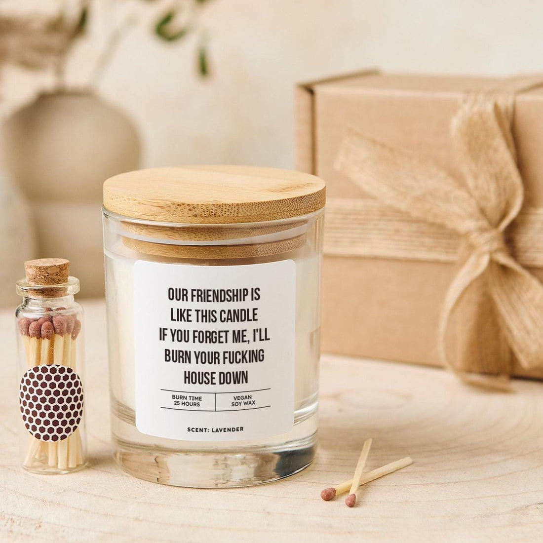 Funny Friendship Candle Gift Rude Farewell New Job Christmas or Birthday Present for Best Friend Roommate Colleague Vegan Soy Wax