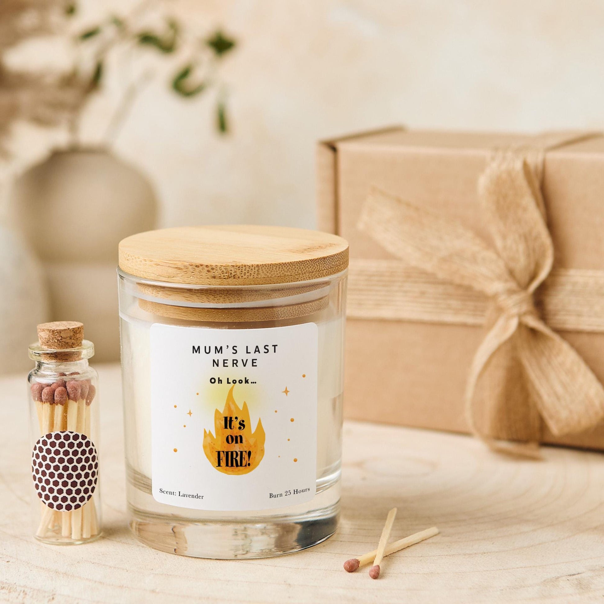 Funny Mum Candle Gift Mother’s Day Christmas Birthday Present for New Mummy Mum’s Last Nerve It’s on Fire Joke Humorous